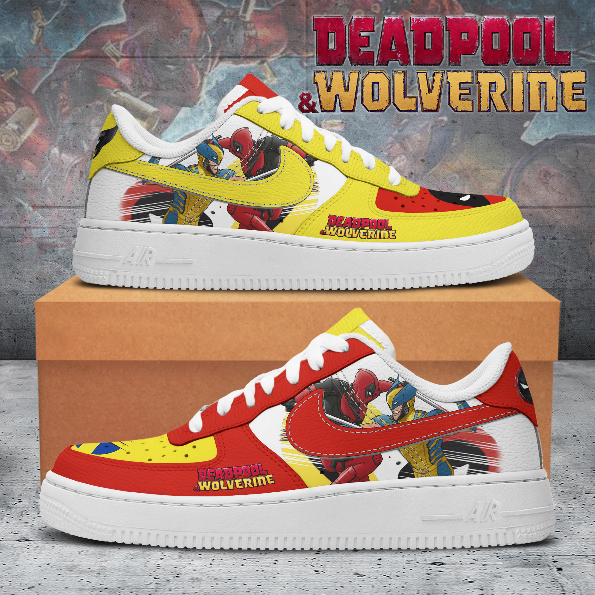 JWFancy Deadpool And Wolverine Air Low-Top Sneakers Shoes For Men And Women