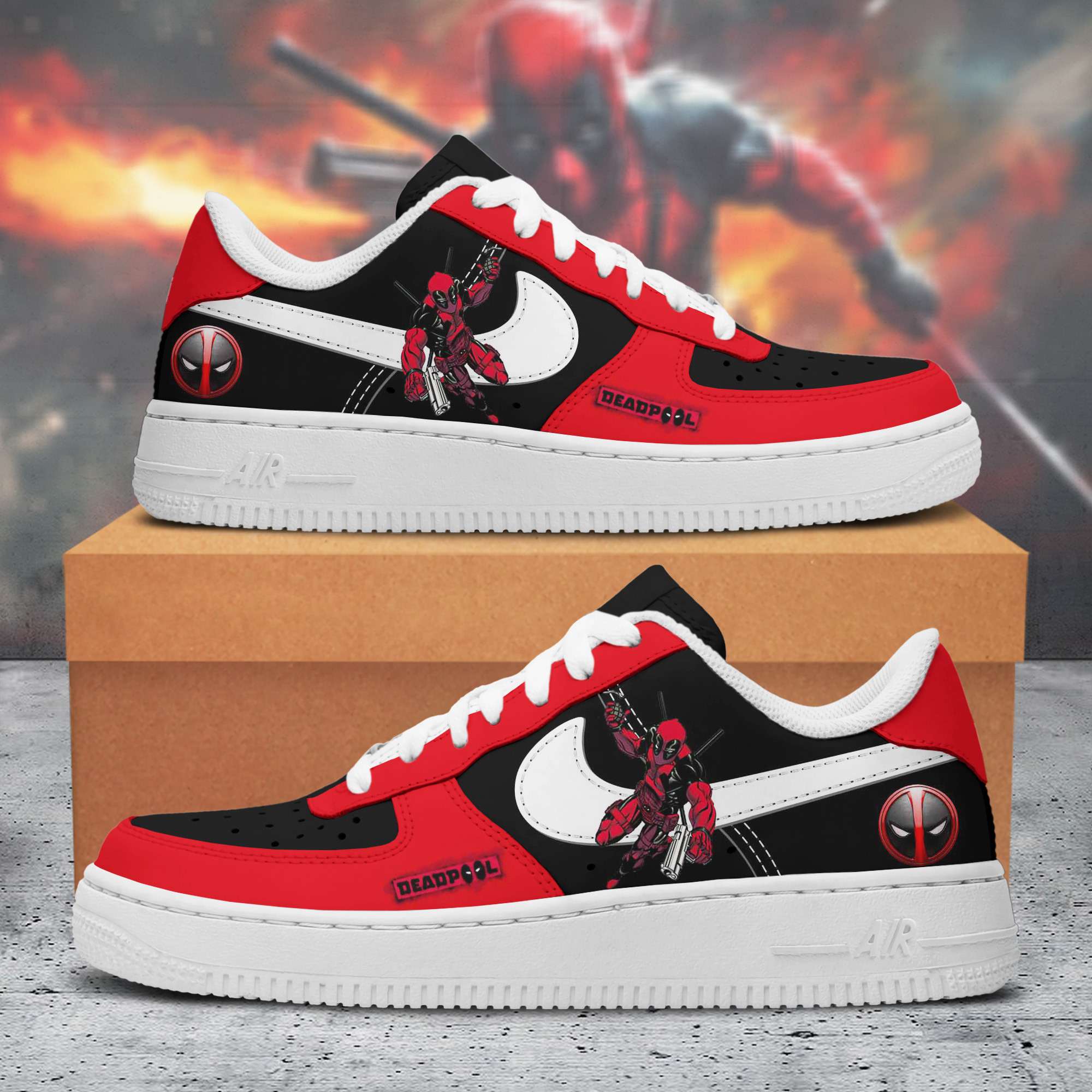 JWFancy Deadpool And Wolverine Air Low-Top Sneakers Shoes For Men And Women