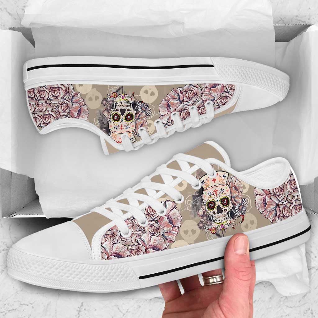 JWFancy Death Smiles At Everyone, Nurses Smile Back Nurse Low Top Canvas Sneakers Shoes For Men And Women