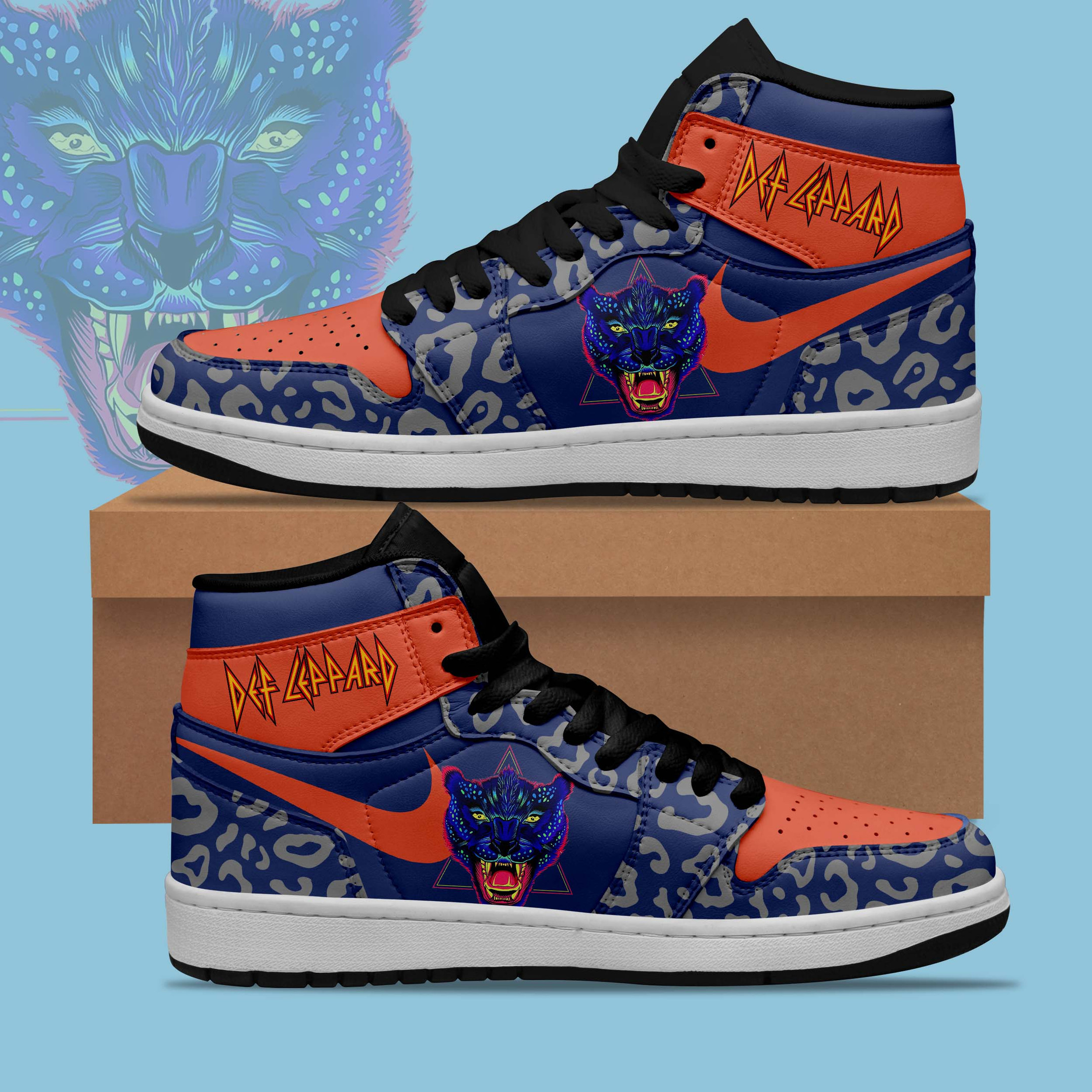 JWFancy Def Leppard AJ1 High Sneakers Shoes For Men And Women