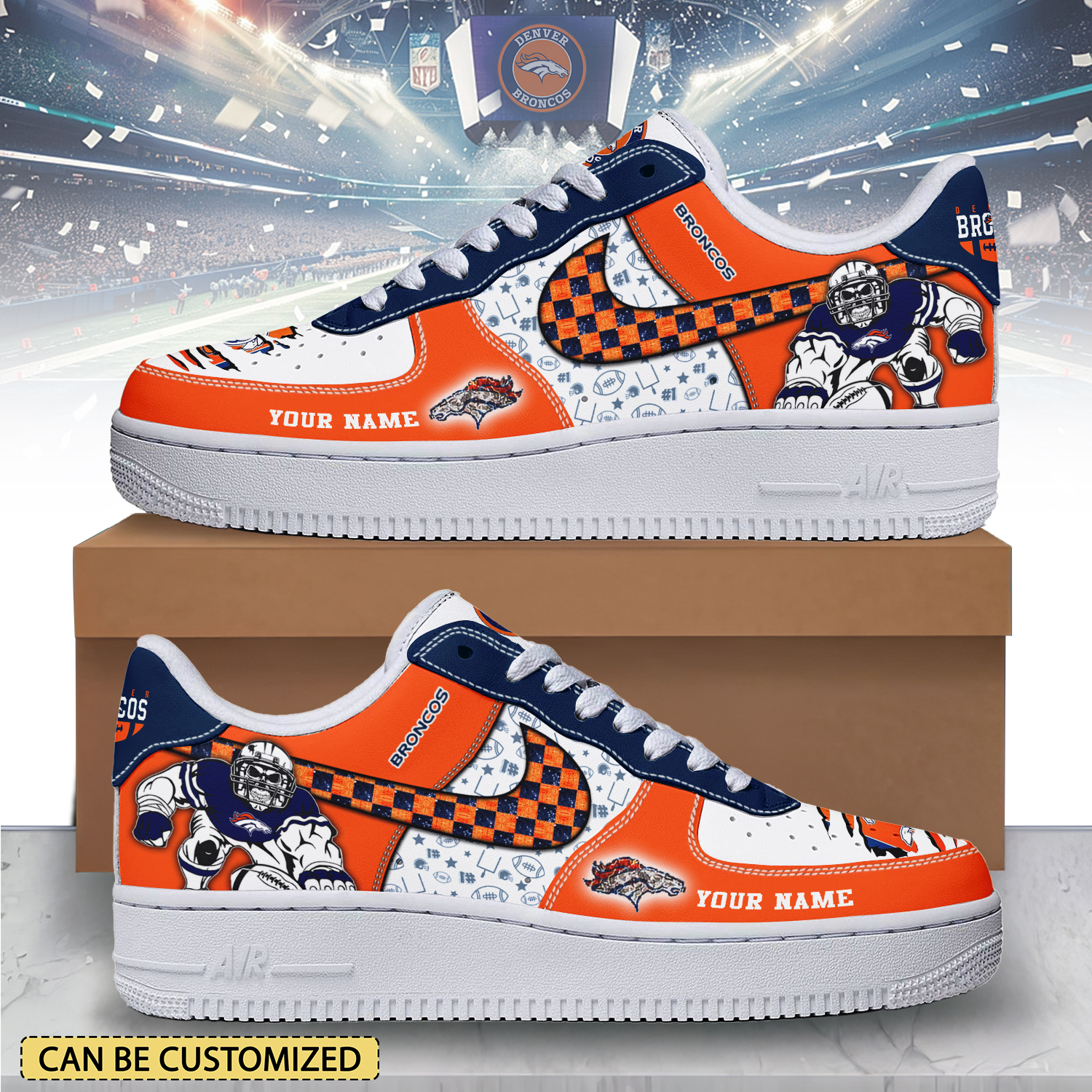 JWFancy Denver Broncos Air Low-Top Sneakers Shoes For Men And Women