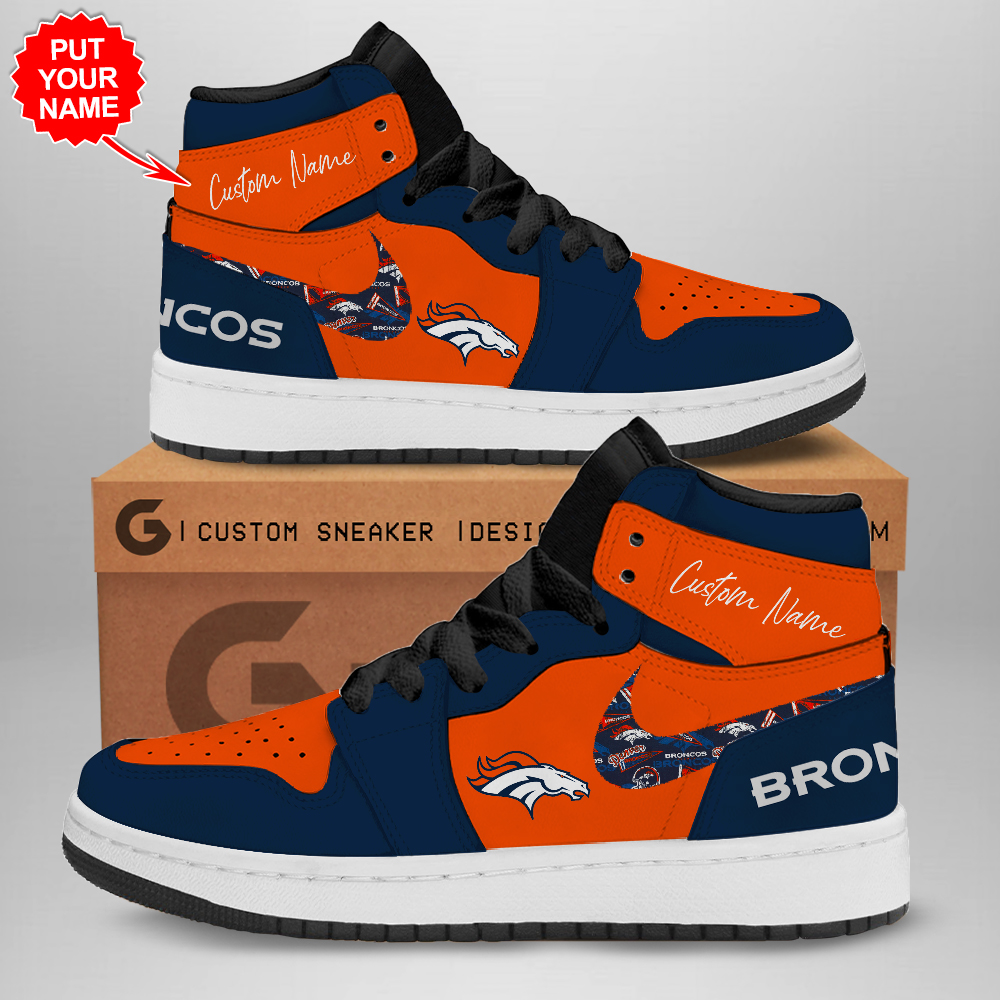 JWFancy Denver Broncos AJ1 High Sneakers Shoes For Men And Women