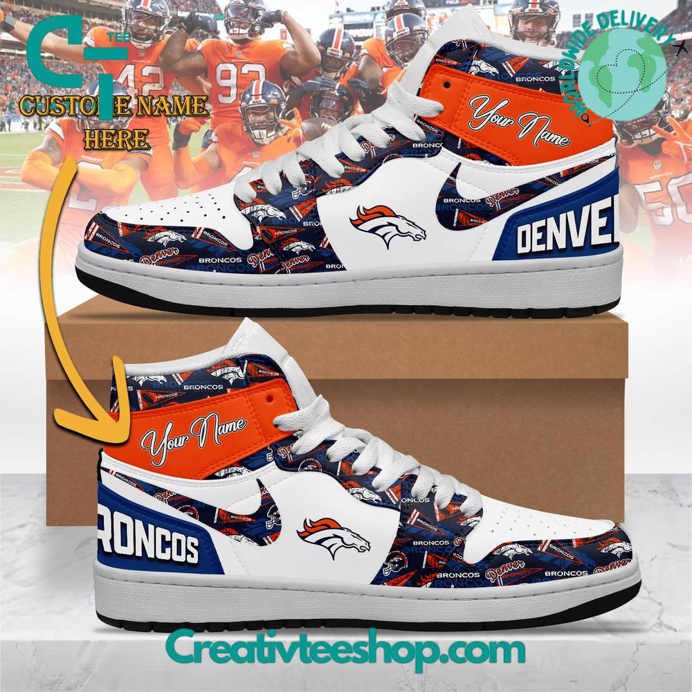JWFancy Denver Broncos AJ1 High Sneakers Shoes For Men And Women