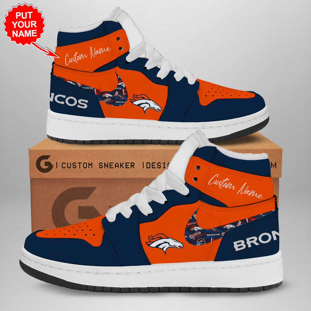JWFancy Denver Broncos AJ1 High Sneakers Shoes For Men And Women