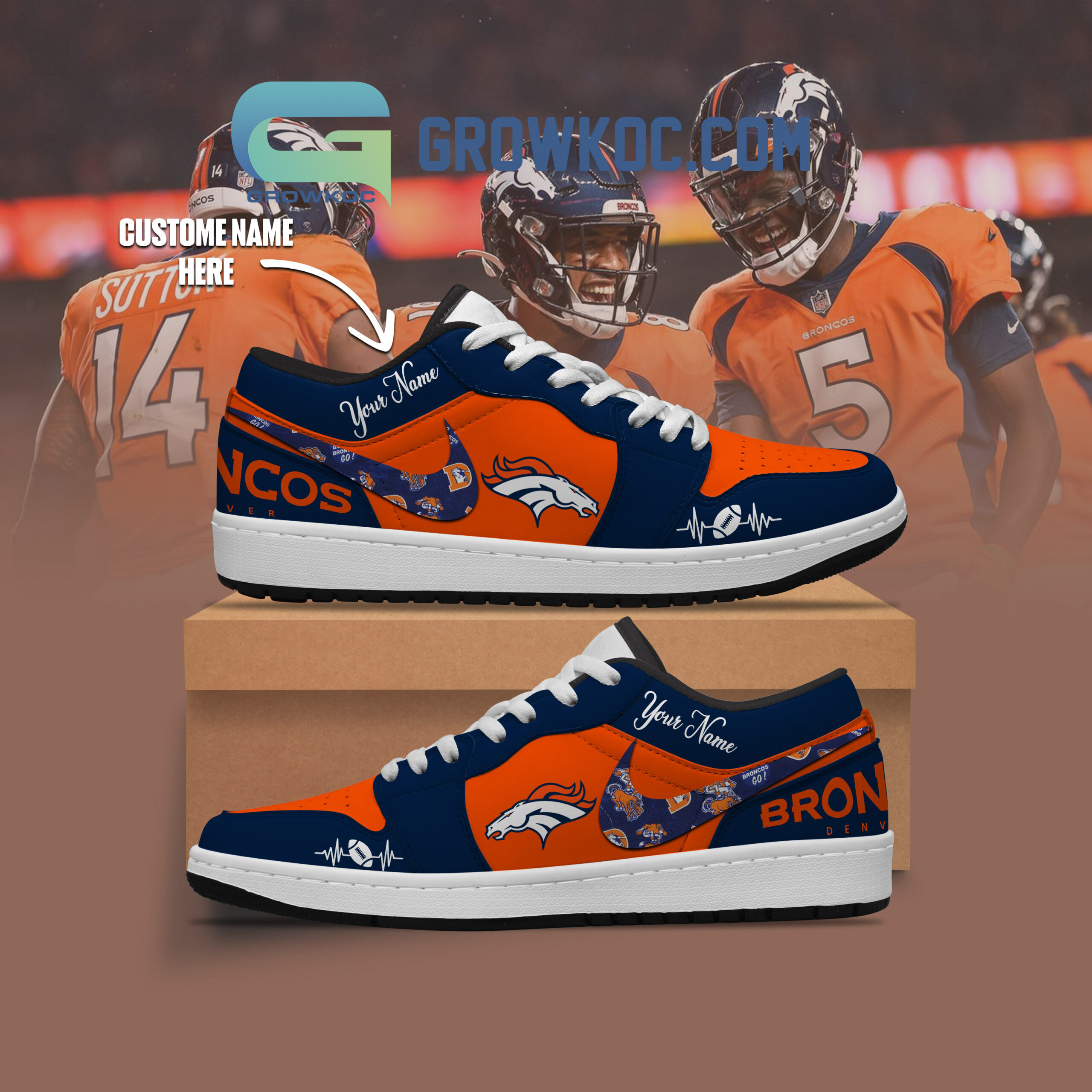 JWFancy Denver Broncos AJ1 Low Sneakers Shoes For Men And Women