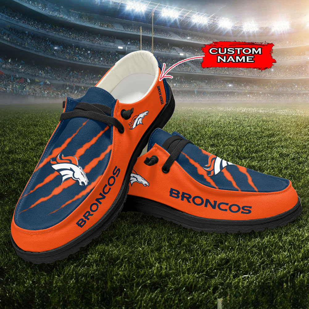JWFancy Denver Broncos Hey Dude Shoes Wally Men's Lace Up Loafers Comfortable For Men And Women