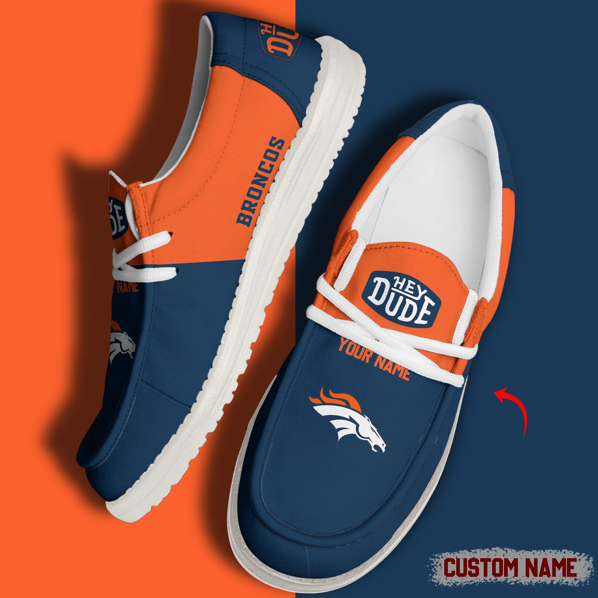 JWFancy Denver Broncos Hey Dude Shoes Wally Men's Lace Up Loafers Comfortable For Men And Women