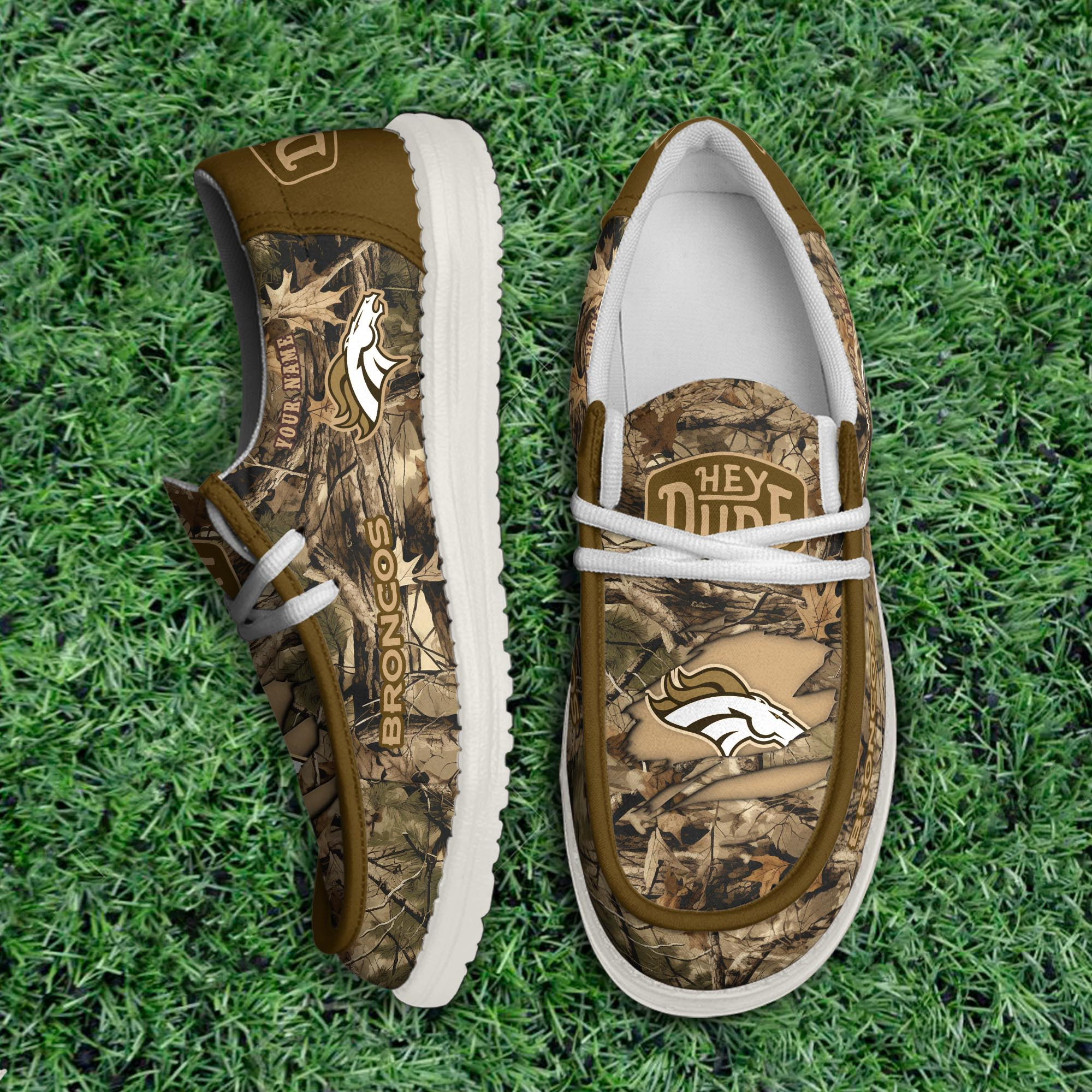 JWFancy Denver Broncos Hey Dude Shoes Wally Men's Lace Up Loafers Comfortable For Men And Women