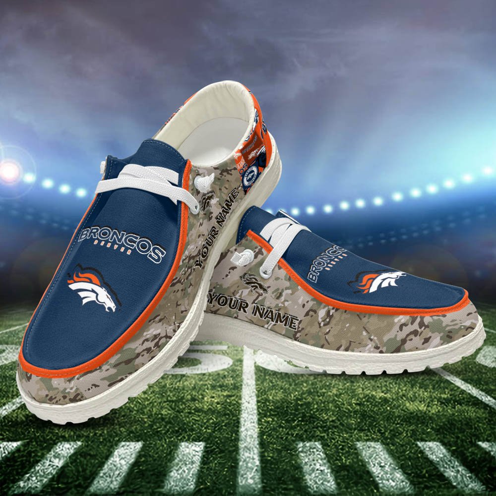 JWFancy Denver Broncos Hey Dude Shoes Wally Men's Lace Up Loafers Comfortable For Men And Women