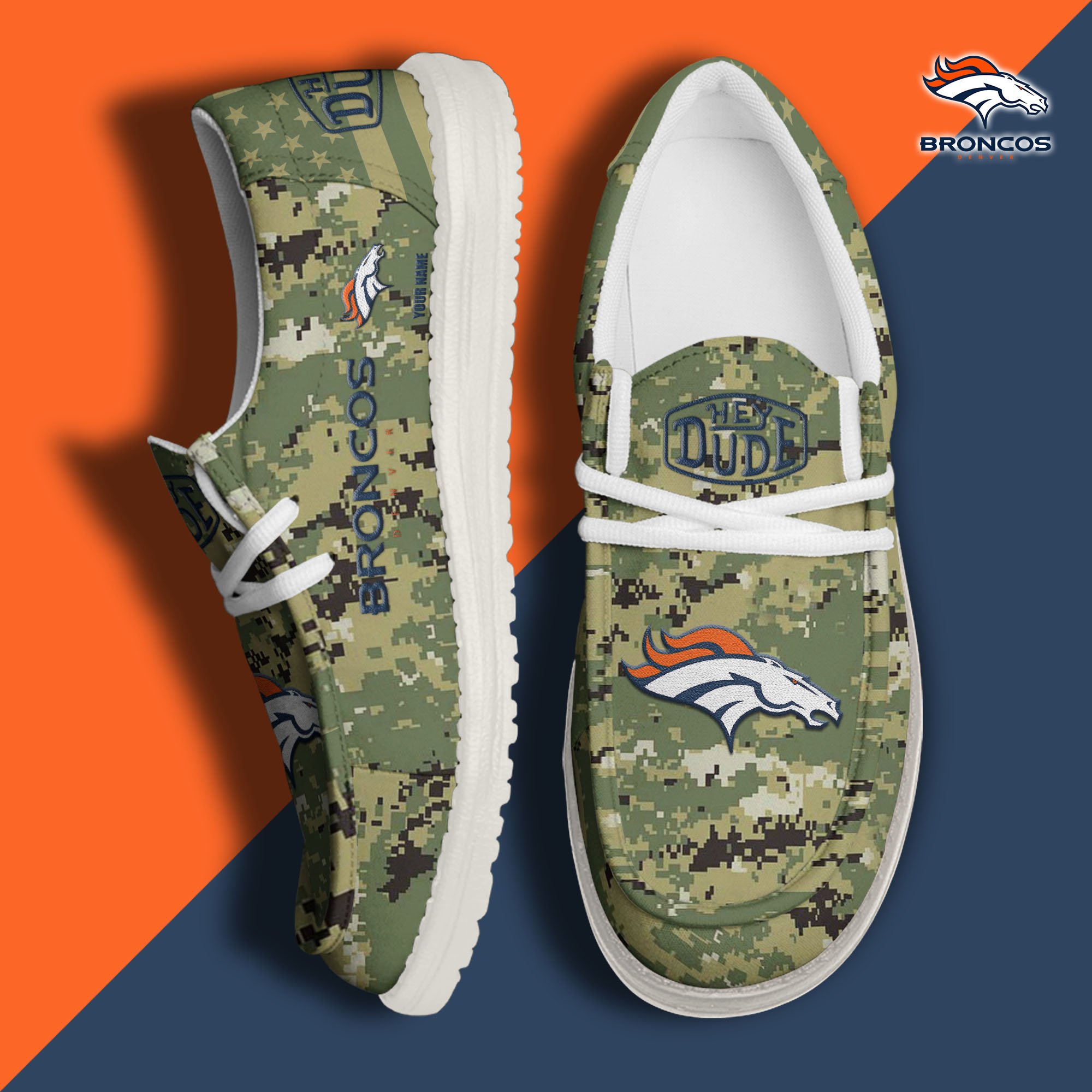 JWFancy Denver Broncos Hey Dude Shoes Wally Men's Lace Up Loafers Comfortable For Men And Women