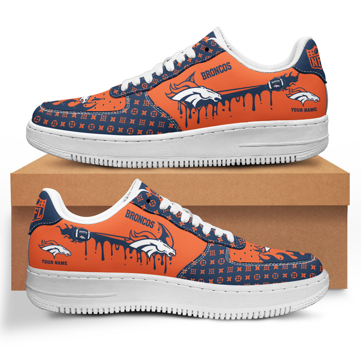 JWFancy Denver Broncos NFL Air Low-Top Sneakers Shoes For Men And Women