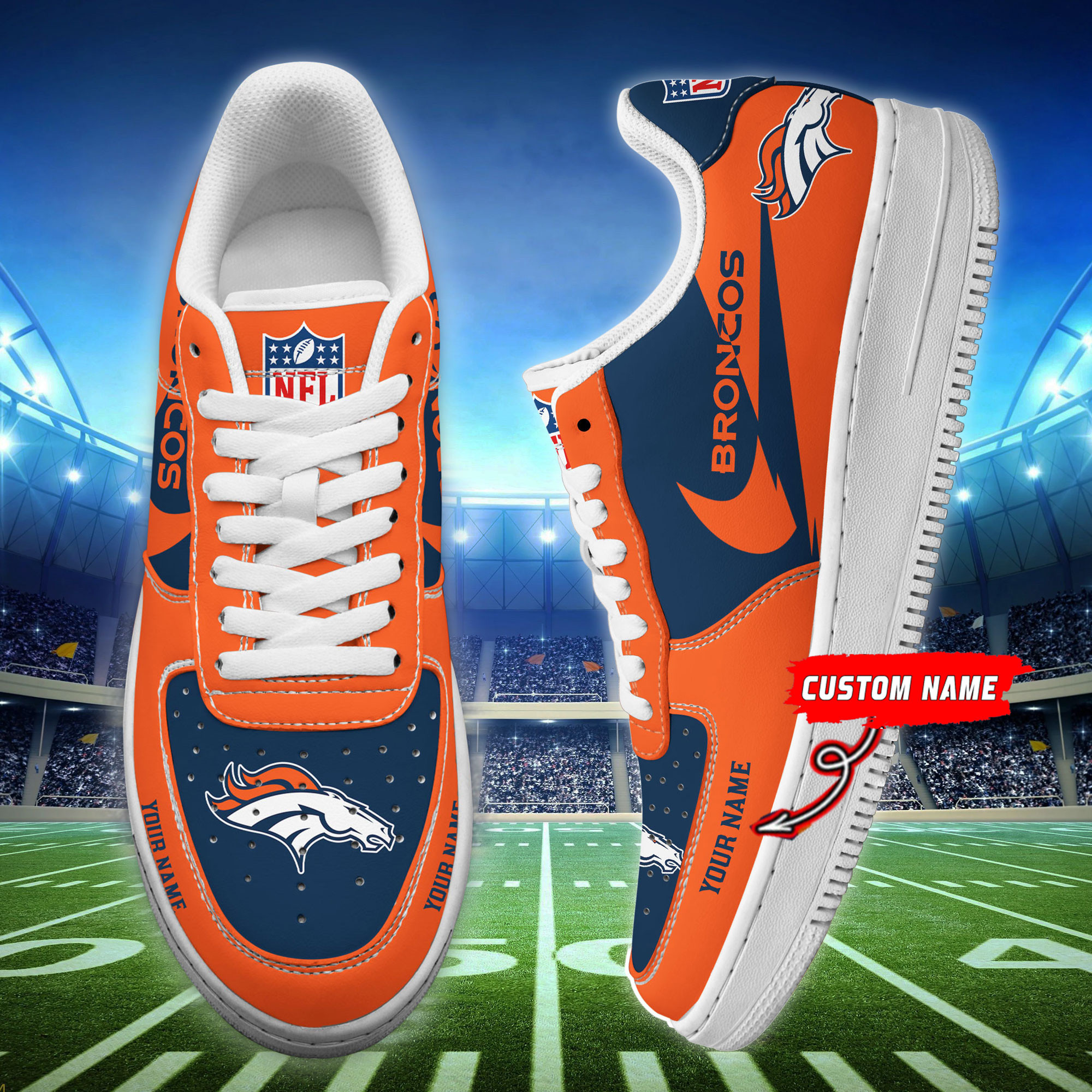 JWFancy Denver Broncos NFL Air Low-Top Sneakers Shoes For Men And Women