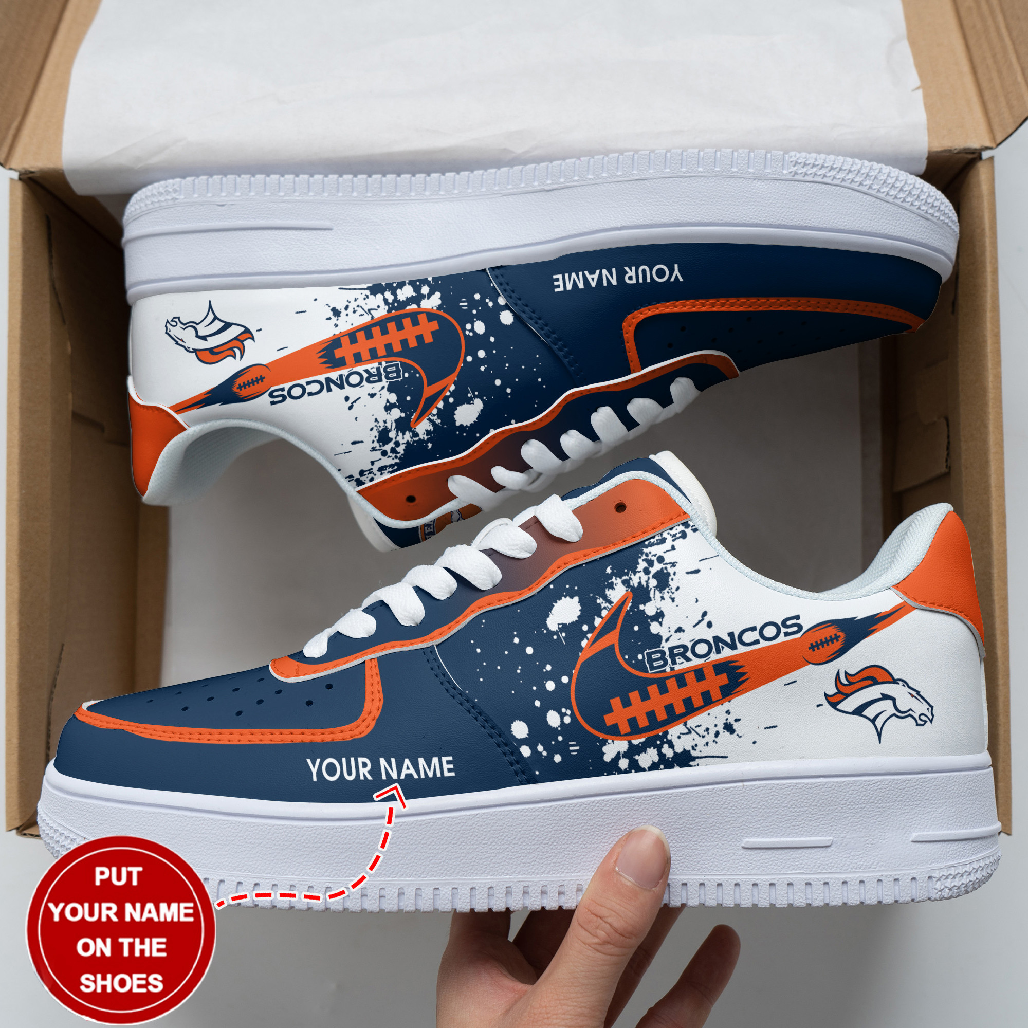 JWFancy Denver Broncos NFL Air Low-Top Sneakers Shoes For Men And Women