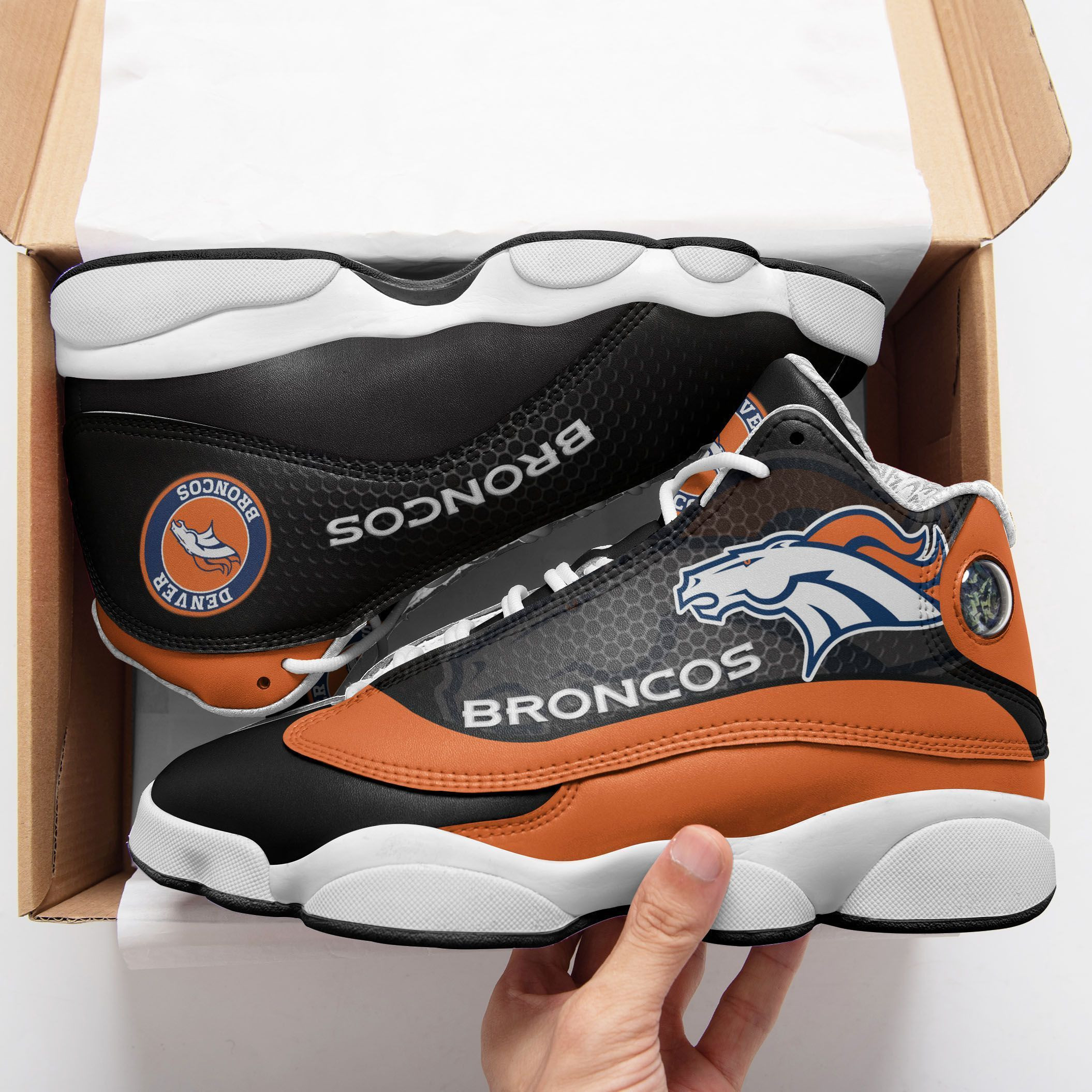 JWFancy Denver Broncos NFL AJ13 Sneakers Shoes For Men And Women