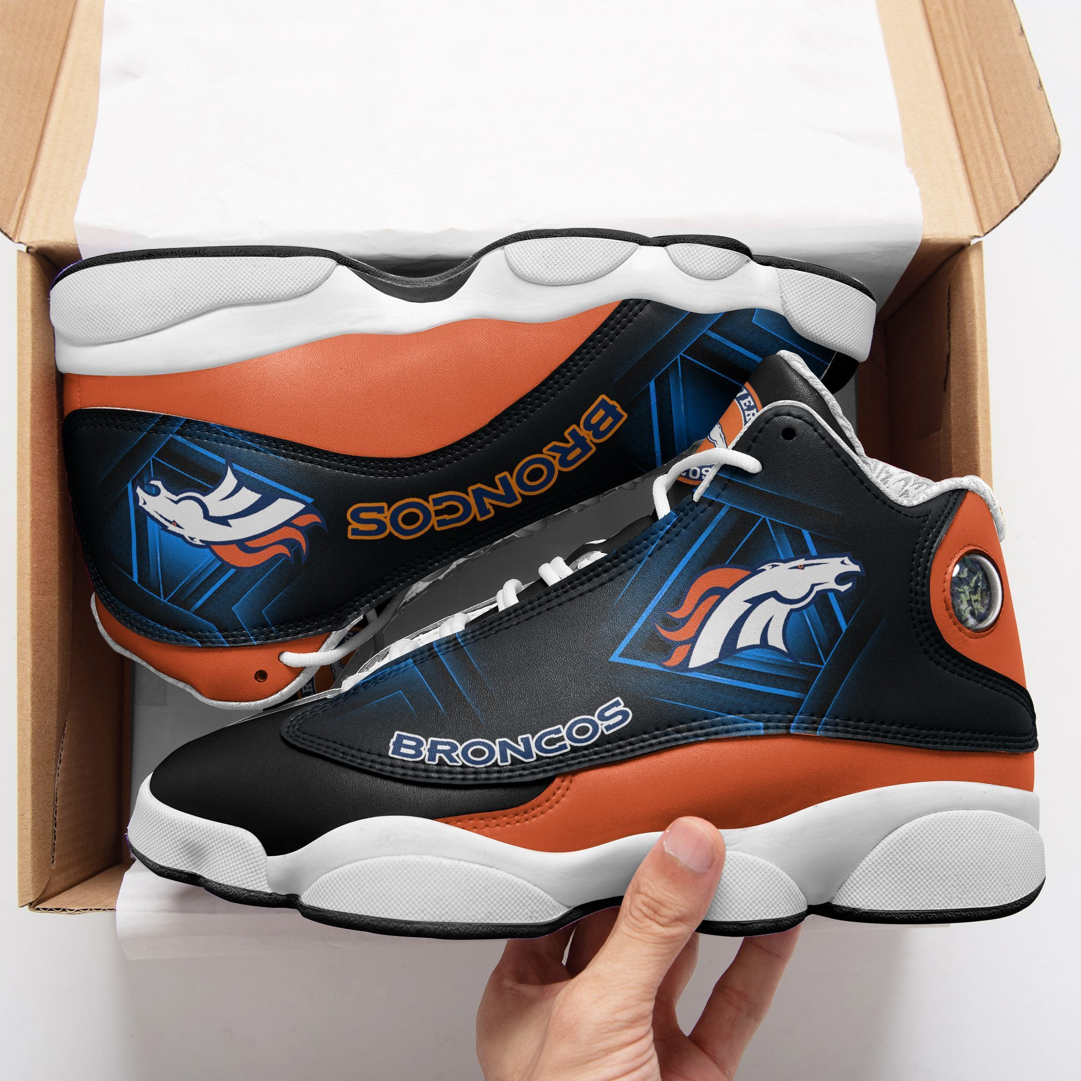 JWFancy Denver Broncos NFL AJ13 Sneakers Shoes For Men And Women