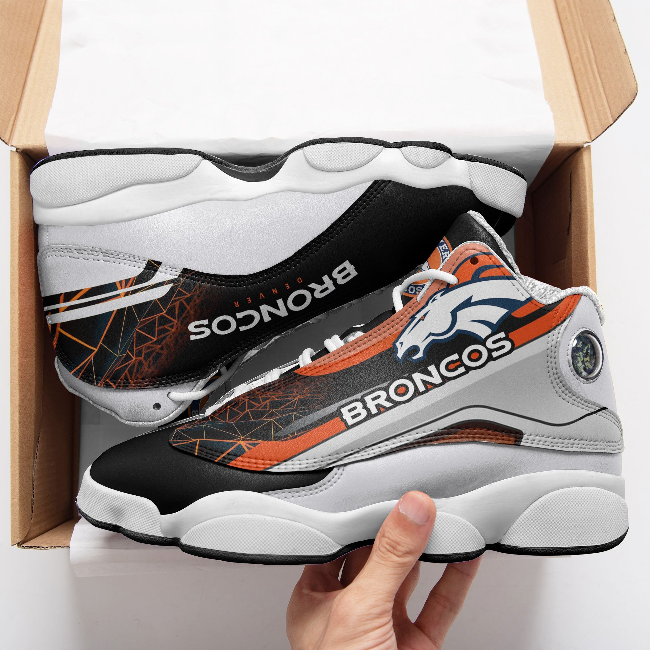 JWFancy Denver Broncos NFL AJ13 Sneakers Shoes For Men And Women