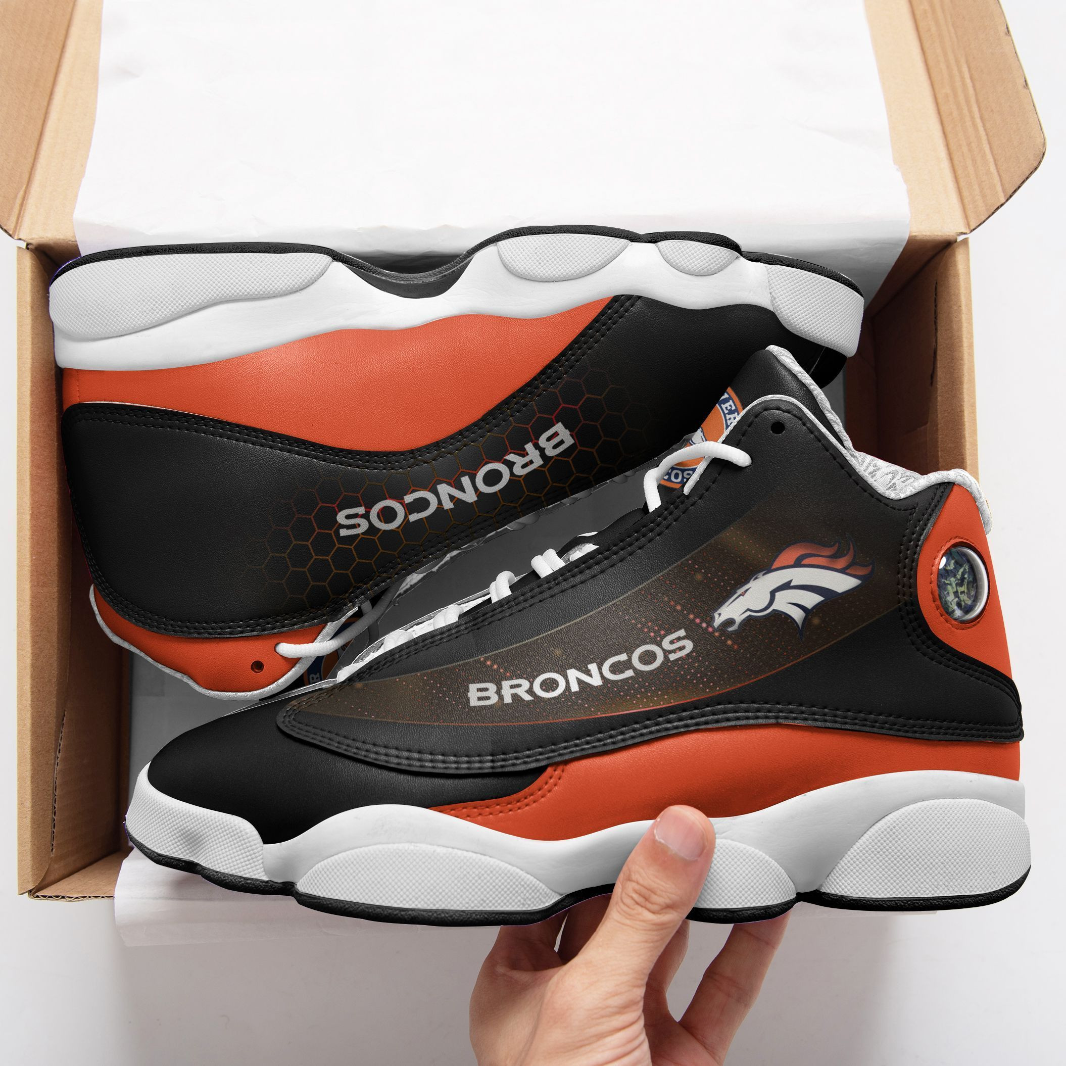 JWFancy Denver Broncos NFL AJ13 Sneakers Shoes For Men And Women