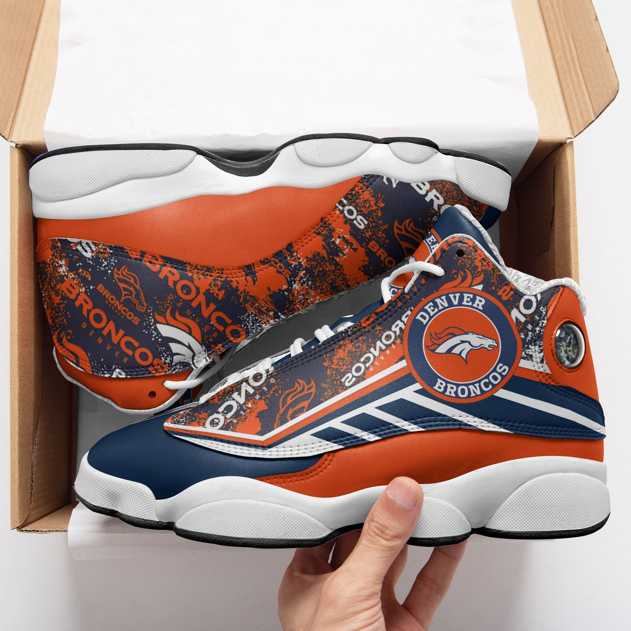 JWFancy Denver Broncos NFL AJ13 Sneakers Shoes For Men And Women