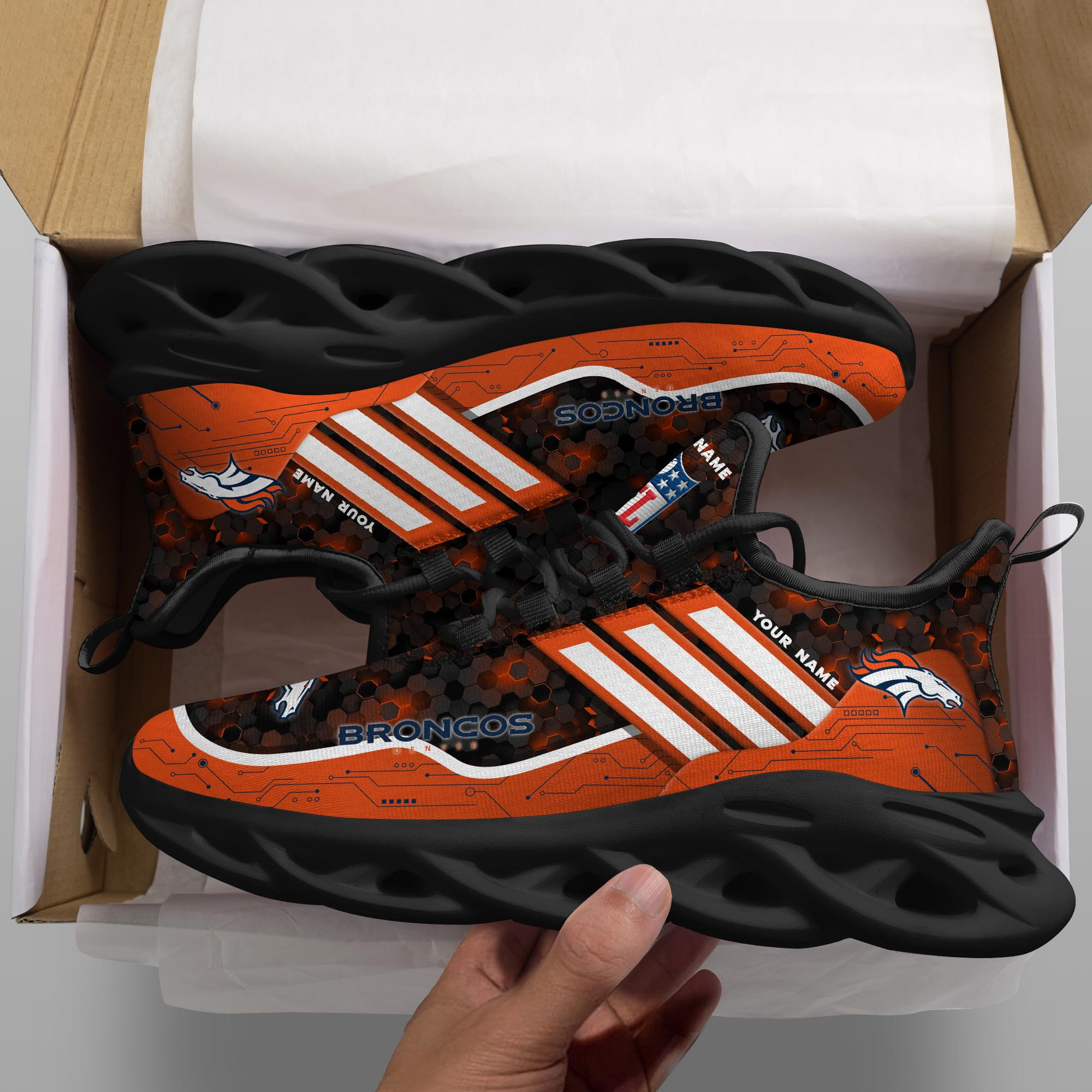 JWFancy Denver Broncos NFL Max Soul Shoes Sneakers For Men And Women