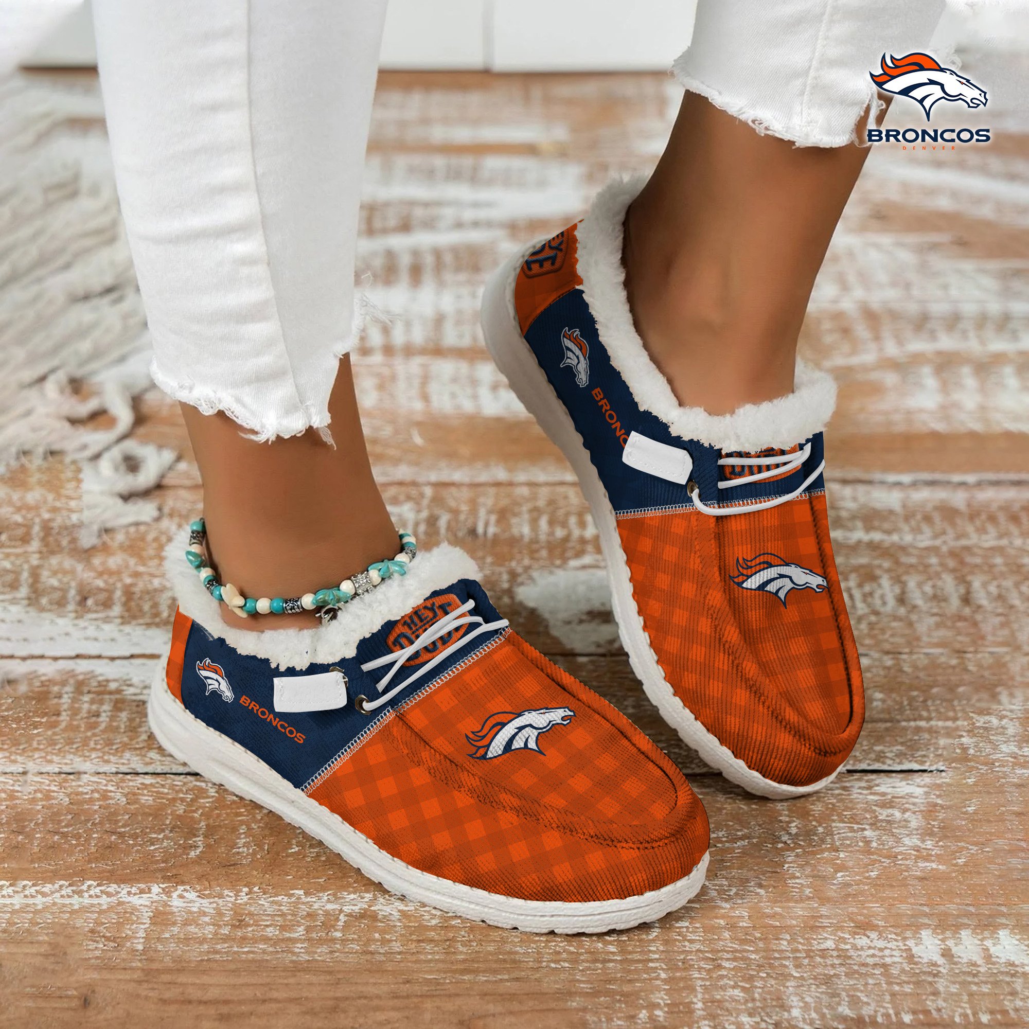 JWFancy Denver Broncos Personalized Hey Dude With Warm Fur Lining Shoes For Men And Women