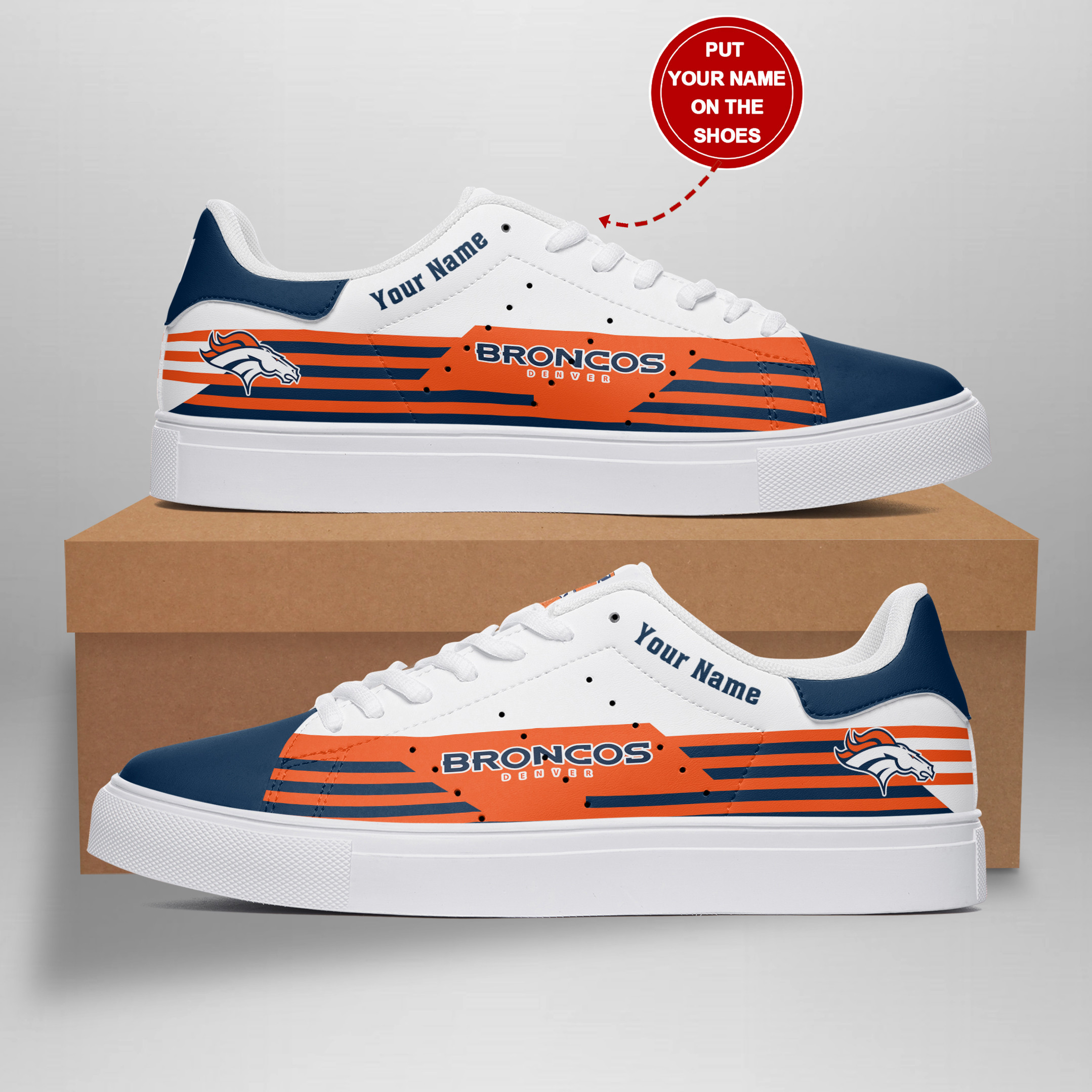 JWFancy Denver Broncos Skate Stan Shoes Sneakes For Men And Women