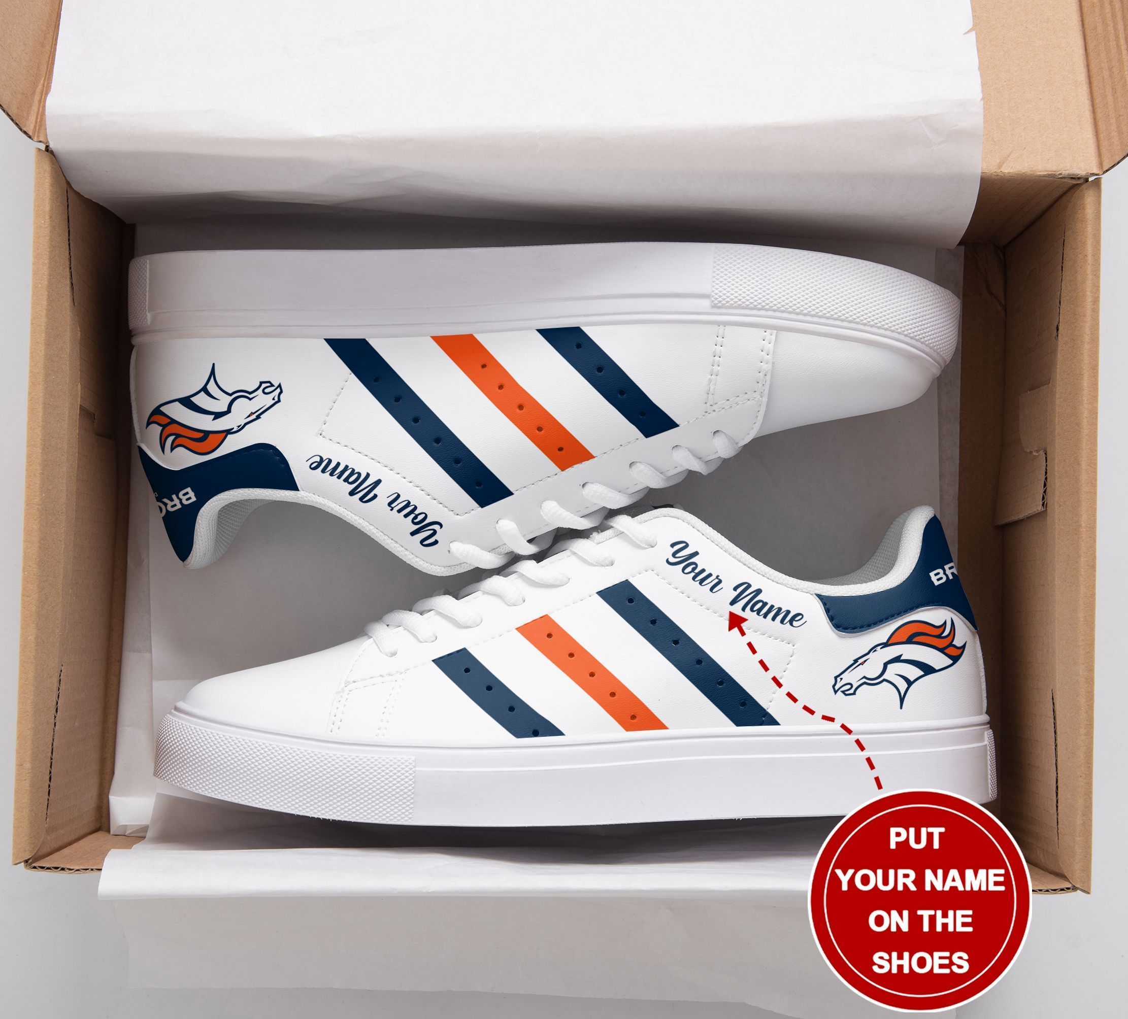 JWFancy Denver Broncos Skate Stan Shoes Sneakes For Men And Women