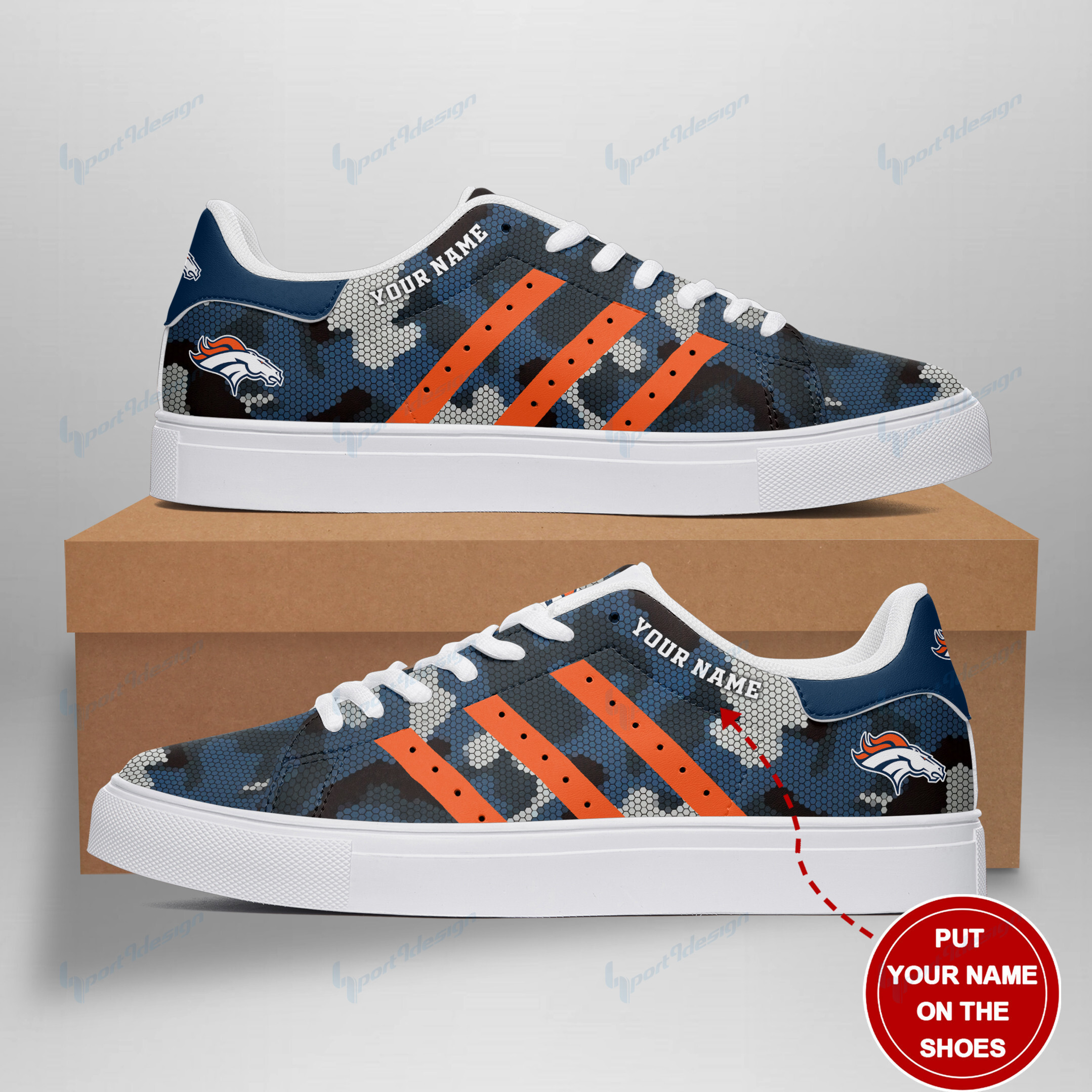 JWFancy Denver Broncos Skate Stan Shoes Sneakes For Men And Women
