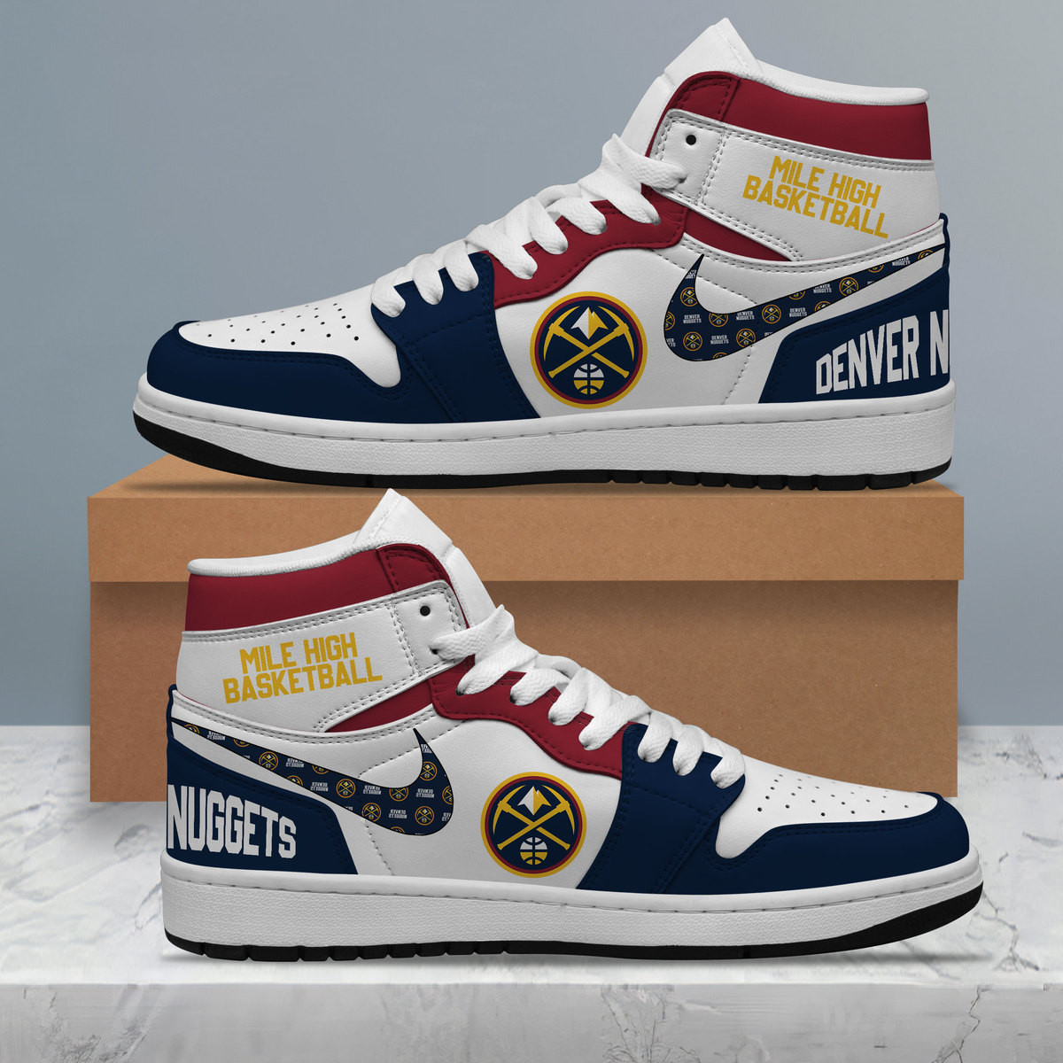 JWFancy Denver Nuggets AJ1 High Sneakers Shoes For Men And Women