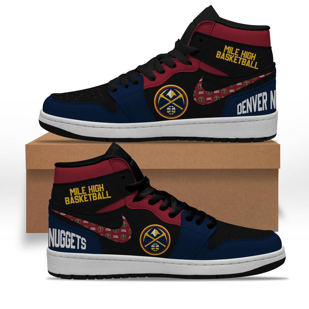 JWFancy Denver Nuggets AJ1 High Sneakers Shoes For Men And Women