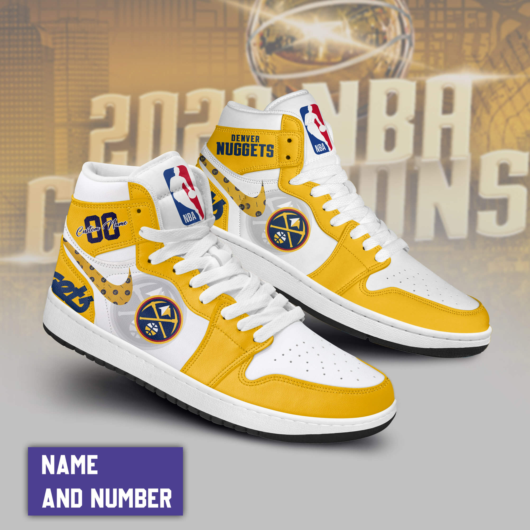 JWFancy Denver Nuggets AJ1 High Sneakers Shoes For Men And Women