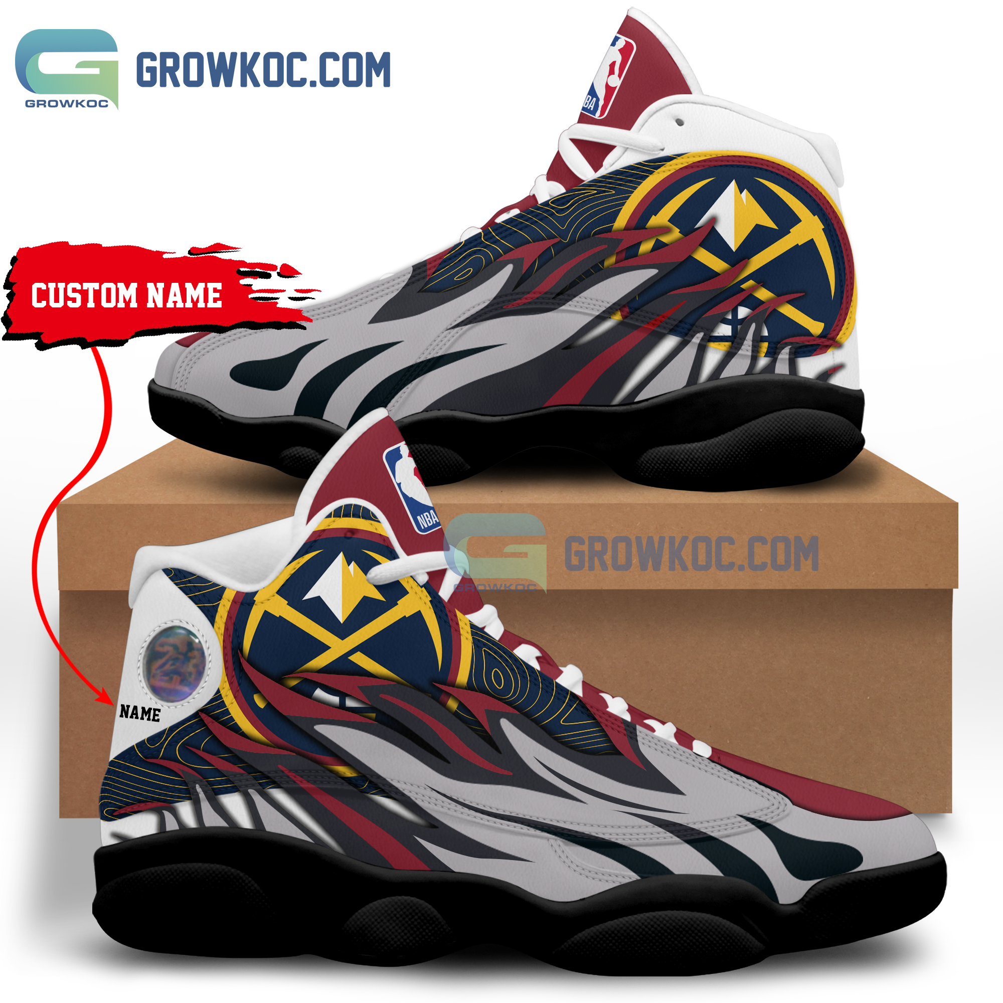 JWFancy Denver Nuggets AJ13 Sneakers Shoes For Men And Women