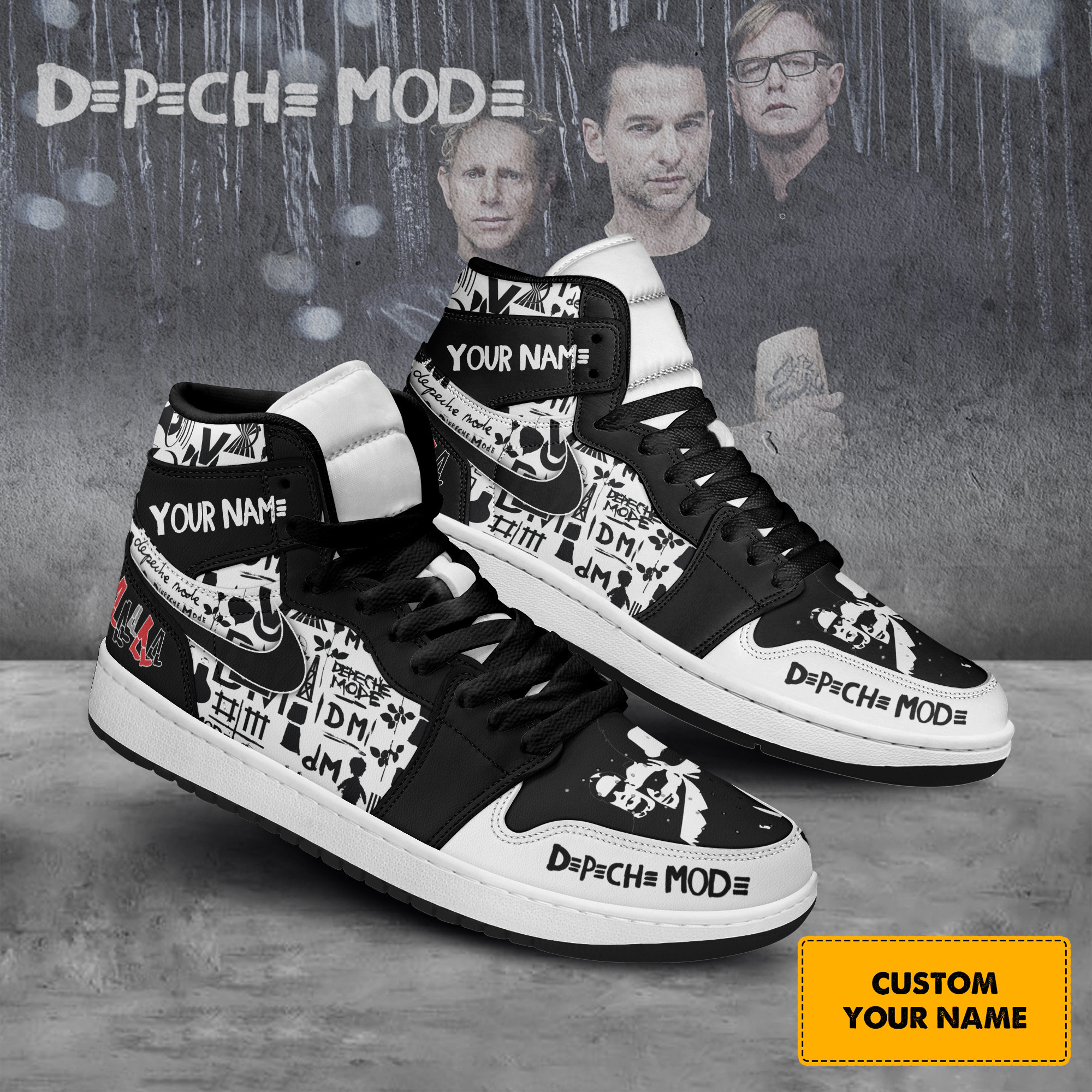 JWFancy Depeche Mode AJ1 High Sneakers Shoes For Men And Women