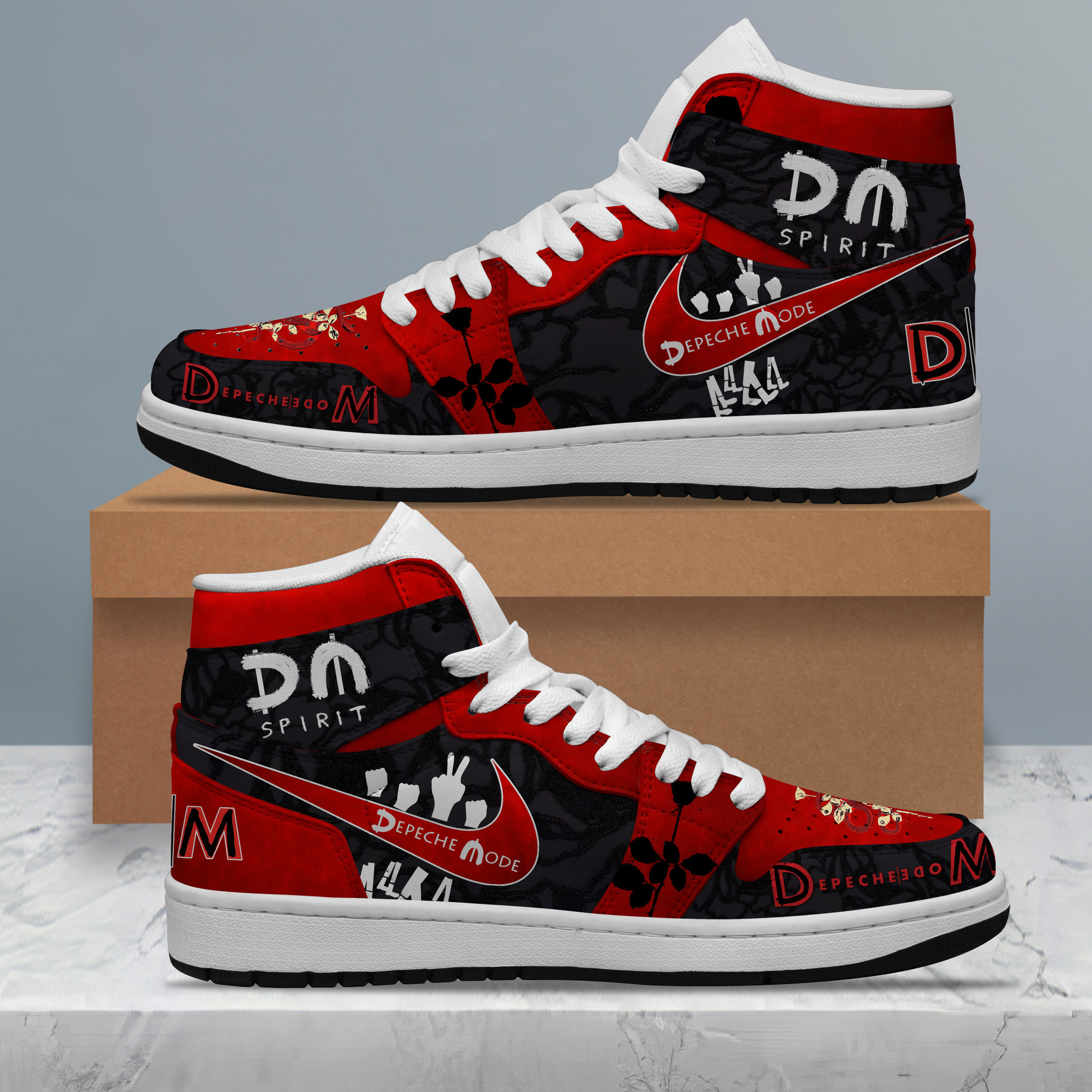 JWFancy Depeche Mode AJ1 High Sneakers Shoes For Men And Women