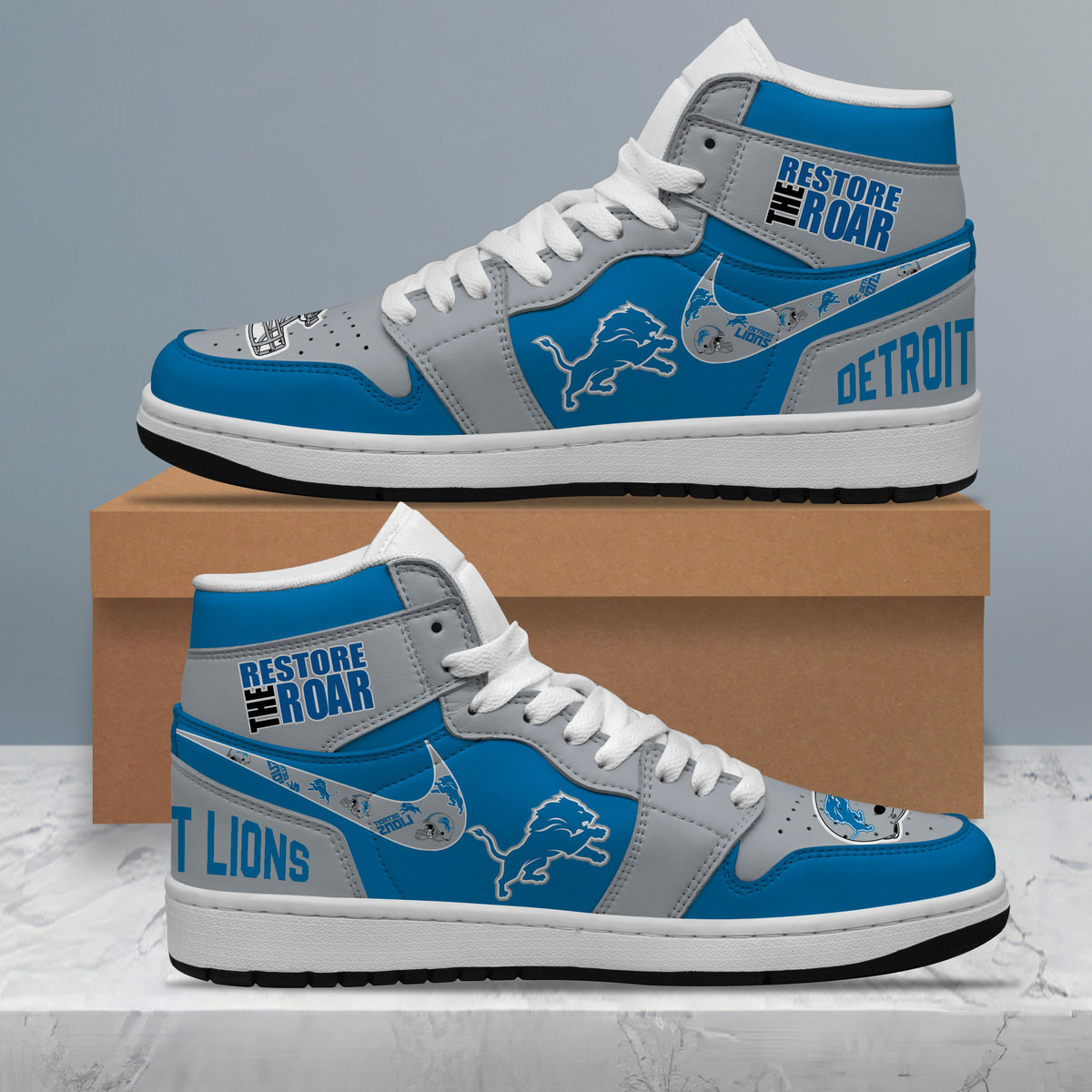 JWFancy Detroit Lions AJ1 High Sneakers Shoes For Men And Women