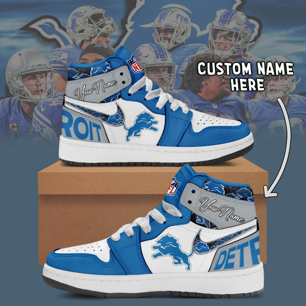 JWFancy Detroit Lions AJ1 High Sneakers Shoes For Men And Women