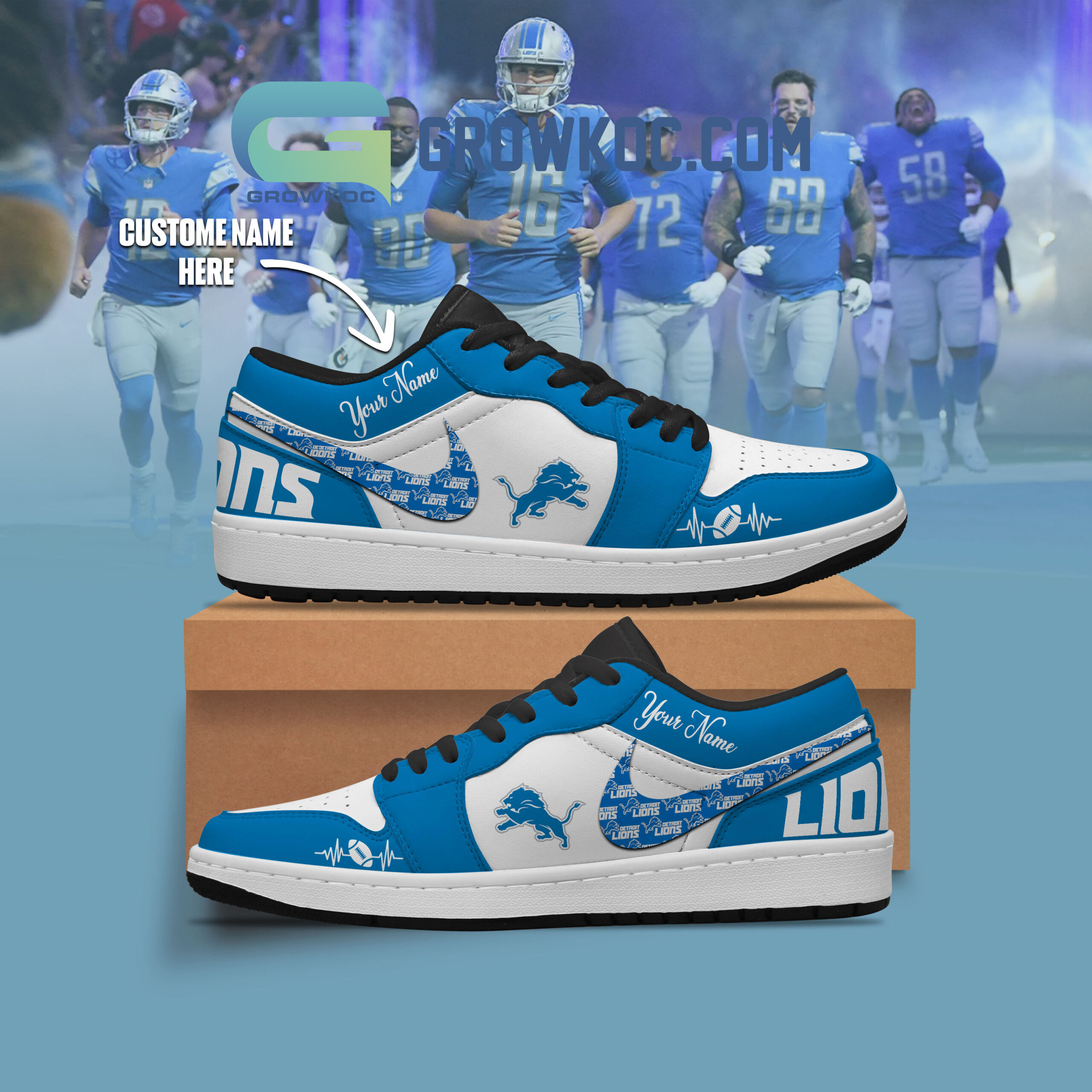 JWFancy Detroit Lions AJ1 Low Sneakers Shoes For Men And Women