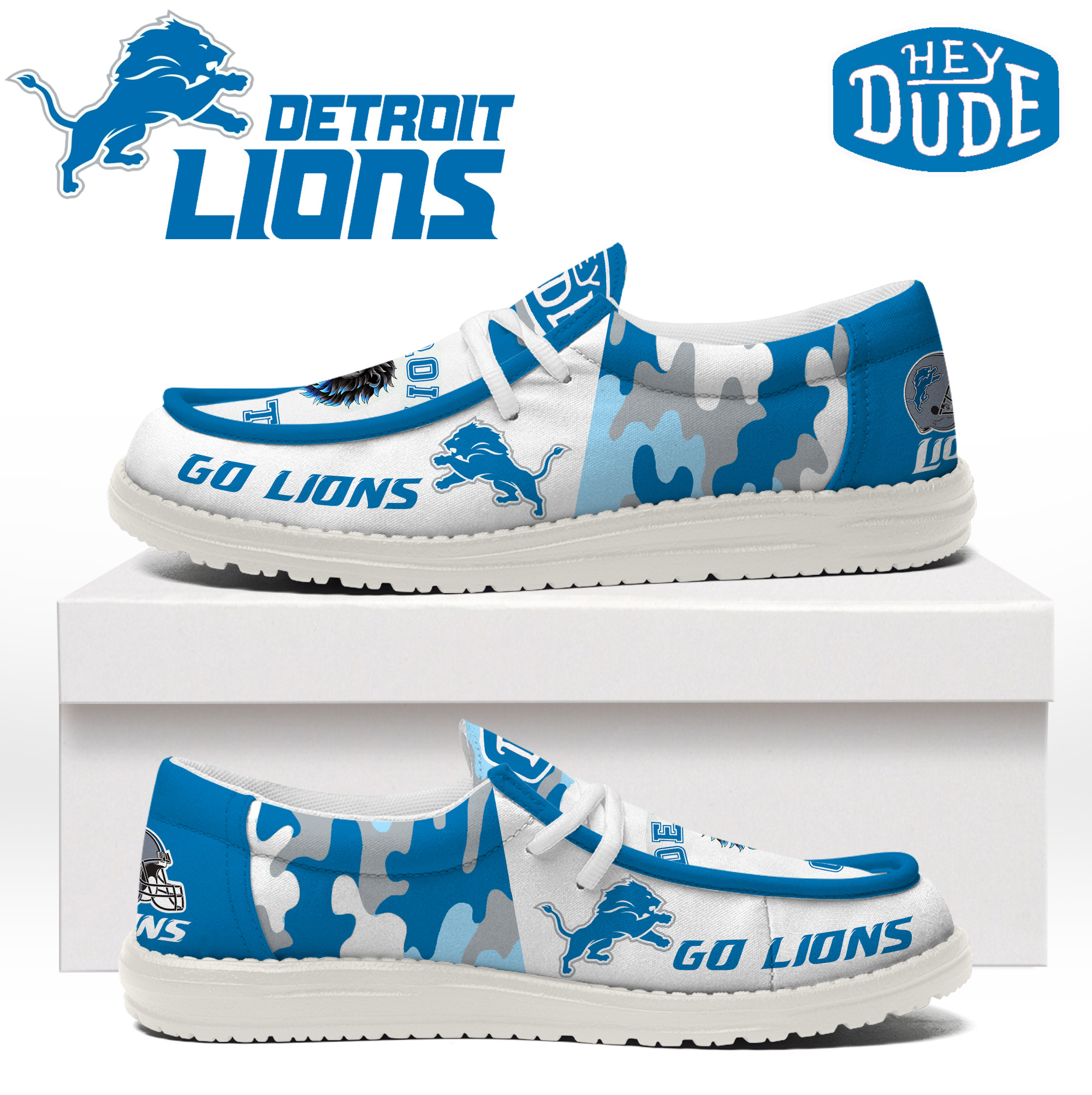JWFancy Detroit Lions – Custom Name Hey Dude