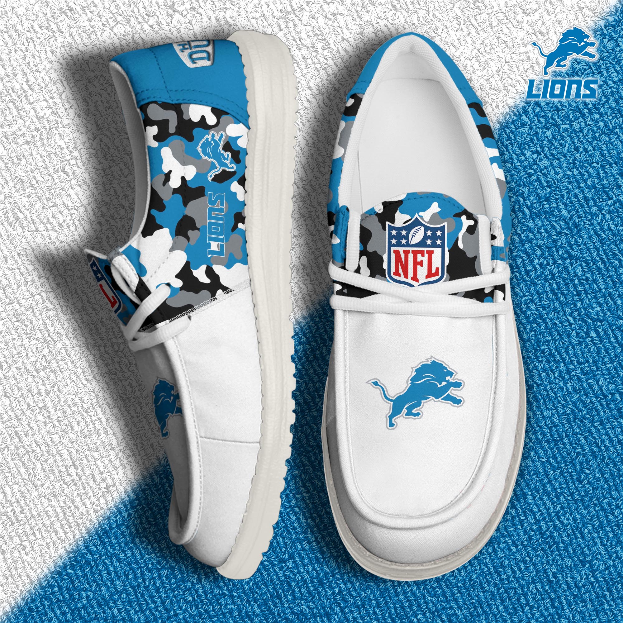 JWFancy Detroit Lions Hey Dude Shoes Wally Men's Lace Up Loafers Comfortable For Men And Women