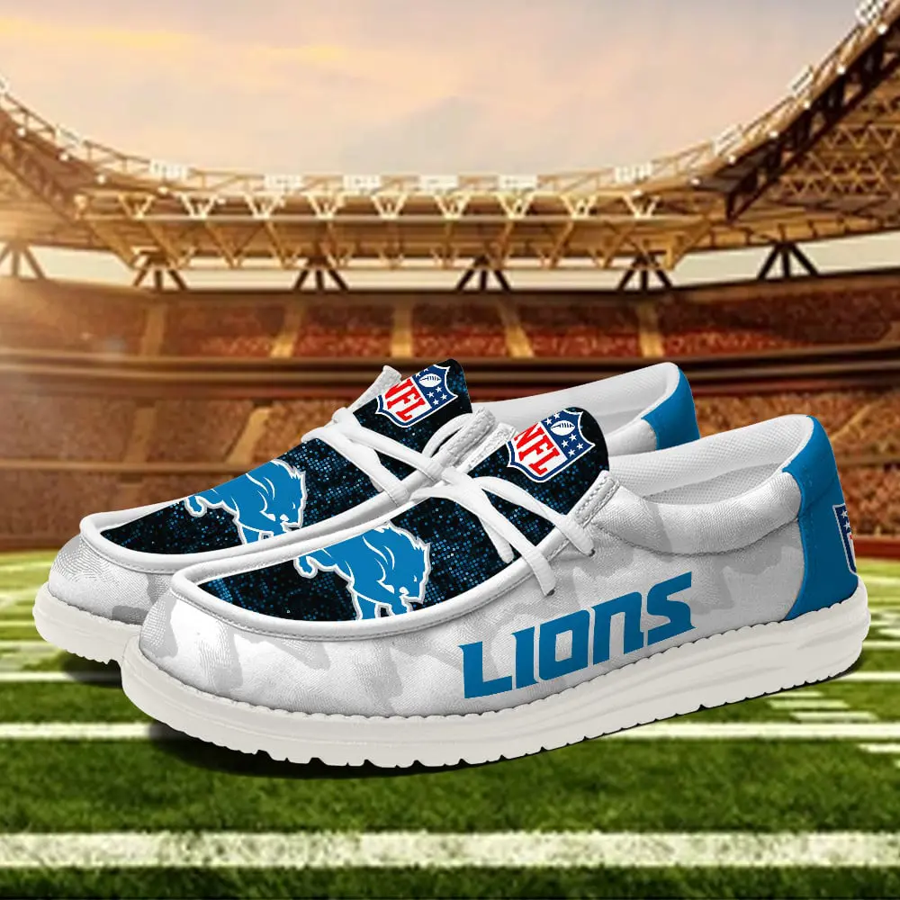 JWFancy Detroit Lions Hey Dude Shoes Wally Men's Lace Up Loafers Comfortable For Men And Women