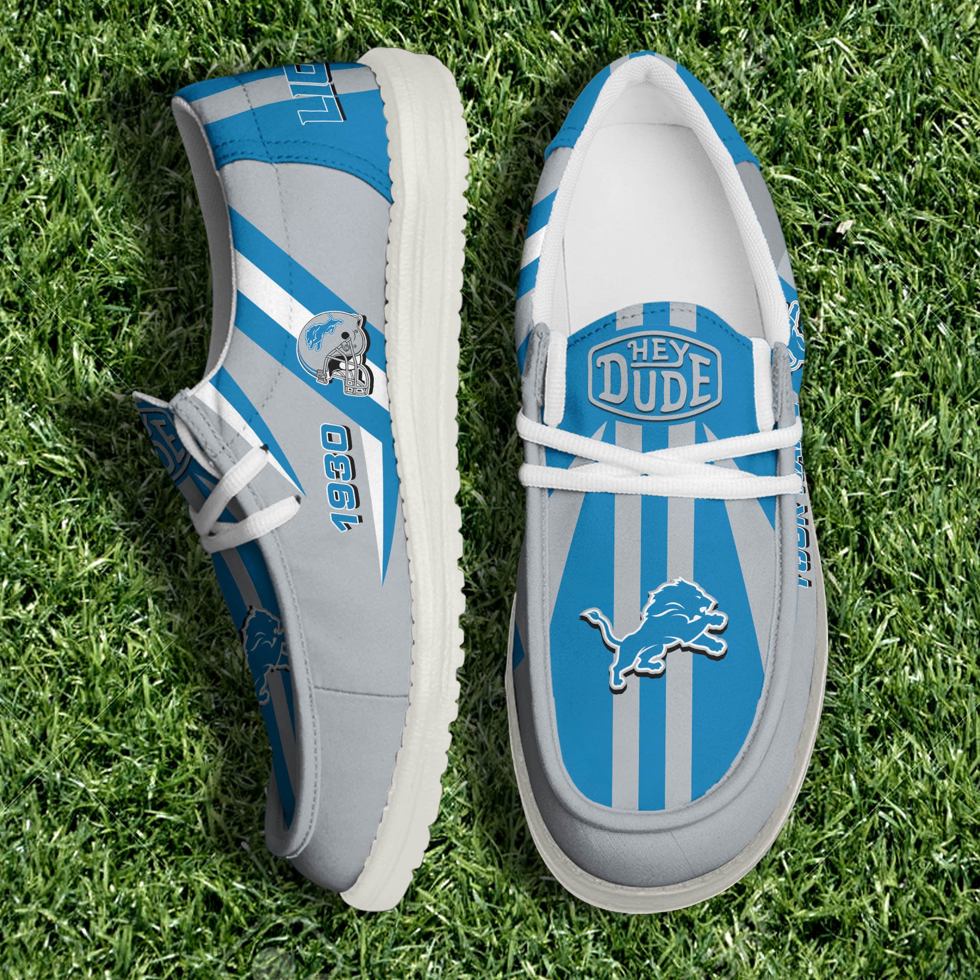 JWFancy Detroit Lions Hey Dude Shoes Wally Men's Lace Up Loafers Comfortable For Men And Women