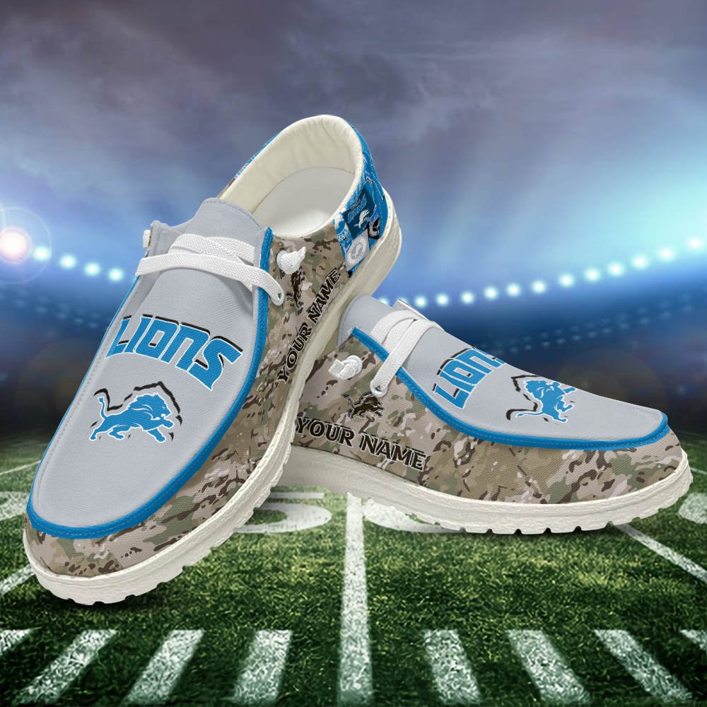 JWFancy Detroit Lions Hey Dude Shoes Wally Men's Lace Up Loafers Comfortable For Men And Women