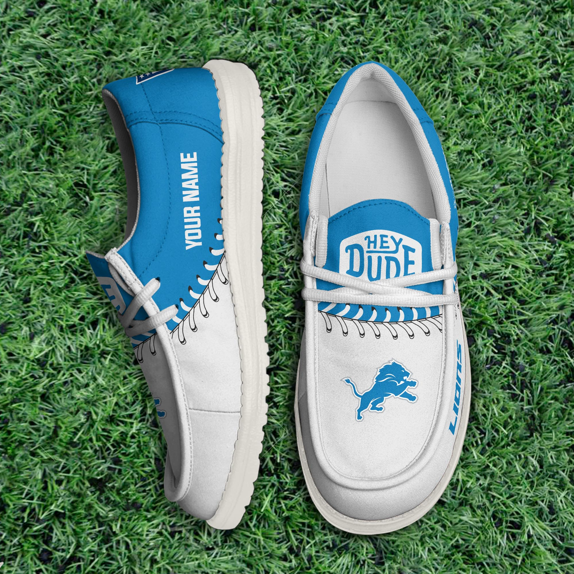 JWFancy Detroit Lions Hey Dude Shoes Wally Men's Lace Up Loafers Comfortable For Men And Women