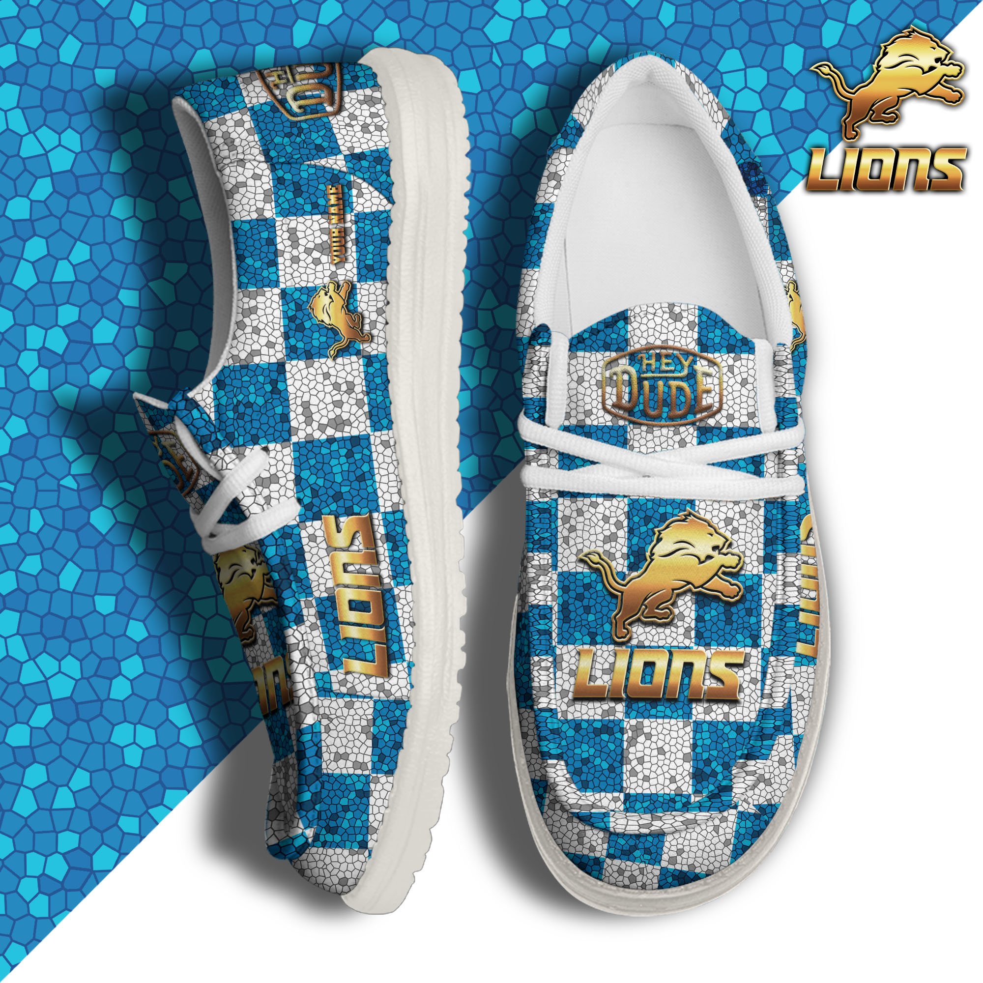 JWFancy Detroit Lions Hey Dude Shoes Wally Men's Lace Up Loafers Comfortable For Men And Women