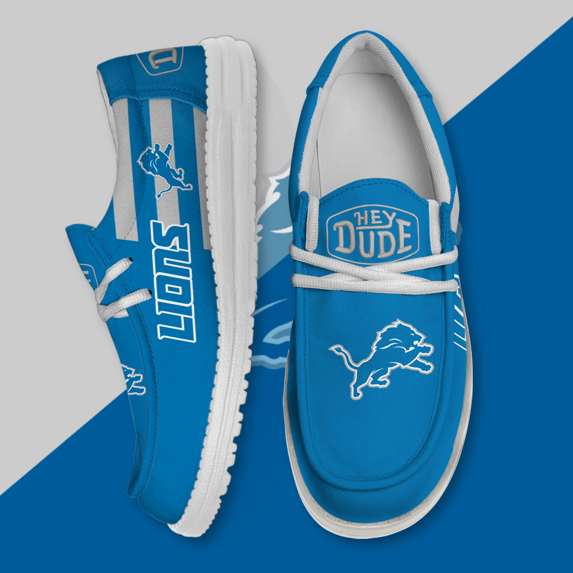 JWFancy Detroit Lions Hey Dude Shoes Wally Men's Lace Up Loafers Comfortable For Men And Women