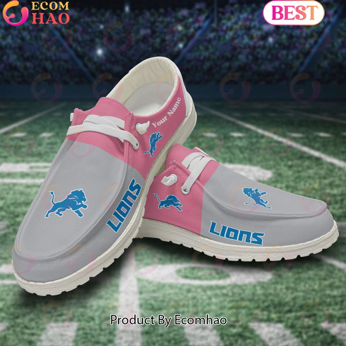 JWFancy Detroit Lions Hey Dude Shoes Wally Men's Lace Up Loafers Comfortable For Men And Women