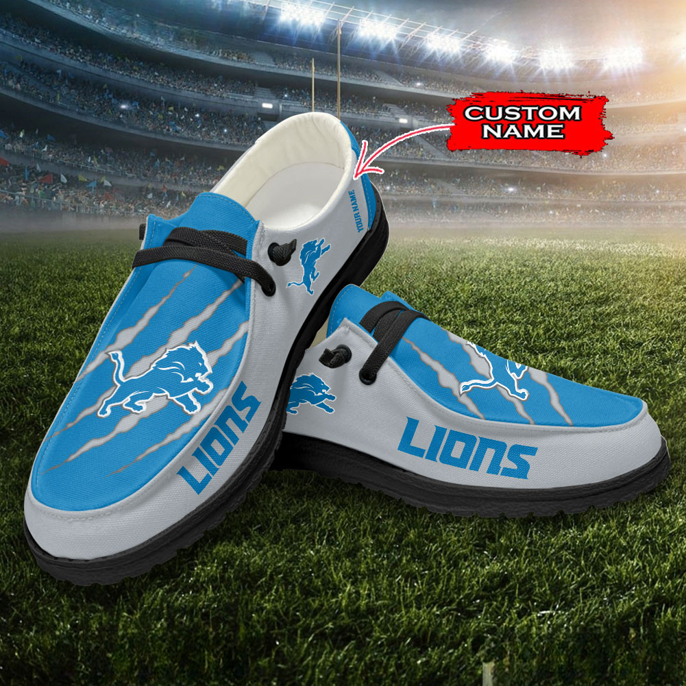 JWFancy Detroit Lions Hey Dude Shoes Wally Men's Lace Up Loafers Comfortable For Men And Women