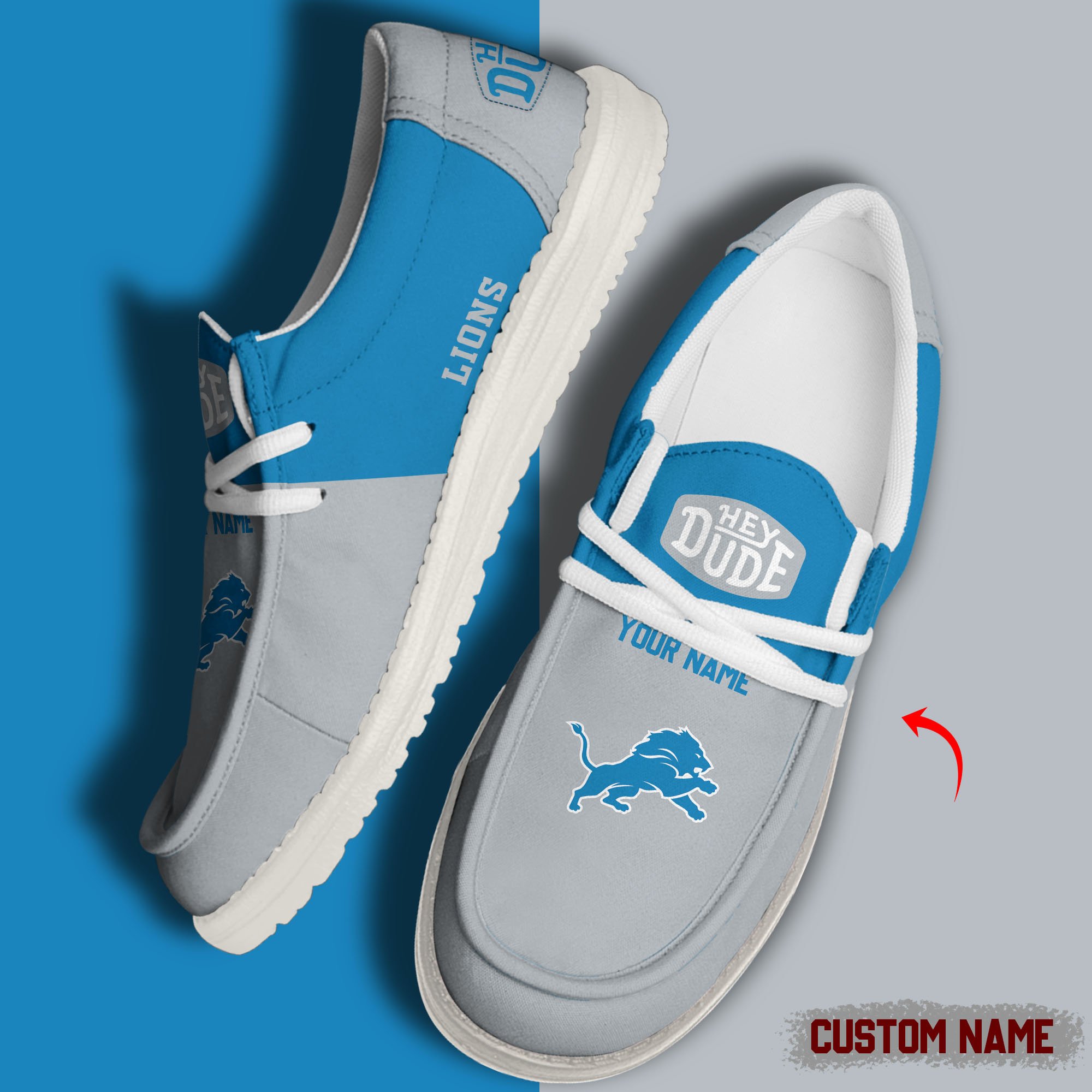 JWFancy Detroit Lions Hey Dude Shoes Wally Men's Lace Up Loafers Comfortable For Men And Women