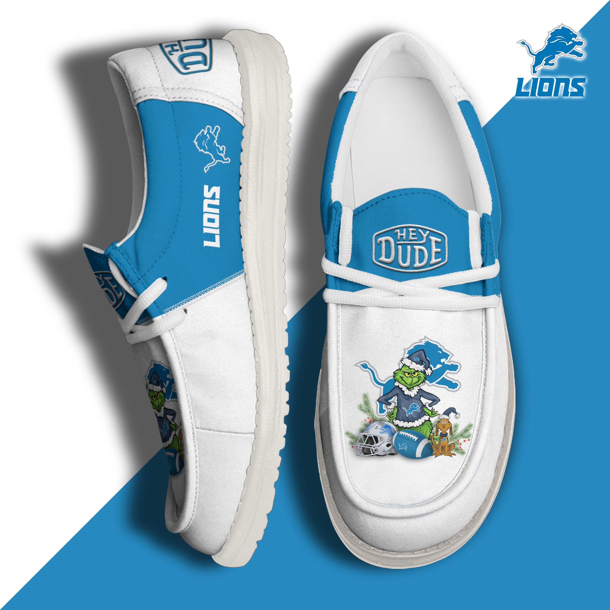 JWFancy Detroit Lions Hey Dude Shoes Wally Men's Lace Up Loafers Comfortable For Men And Women