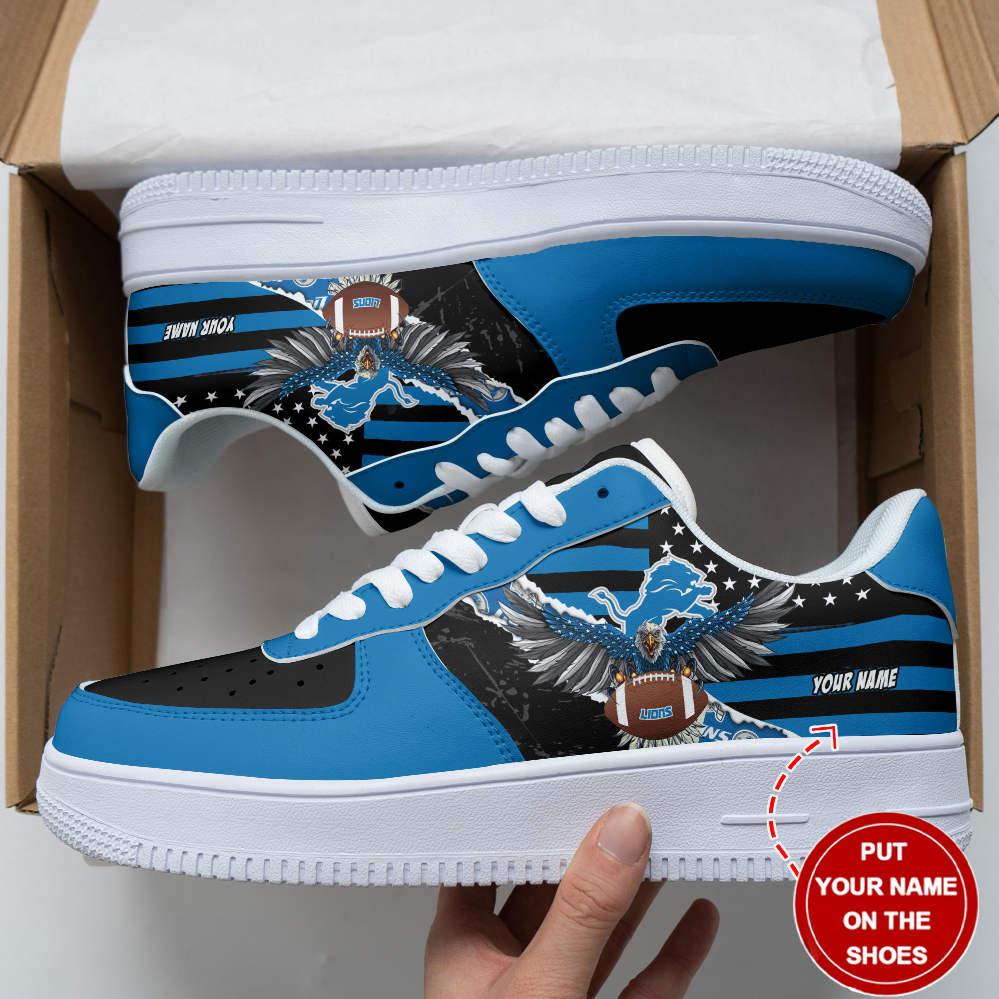 JWFancy Detroit Lions NFL Air Low-Top Sneakers Shoes For Men And Women