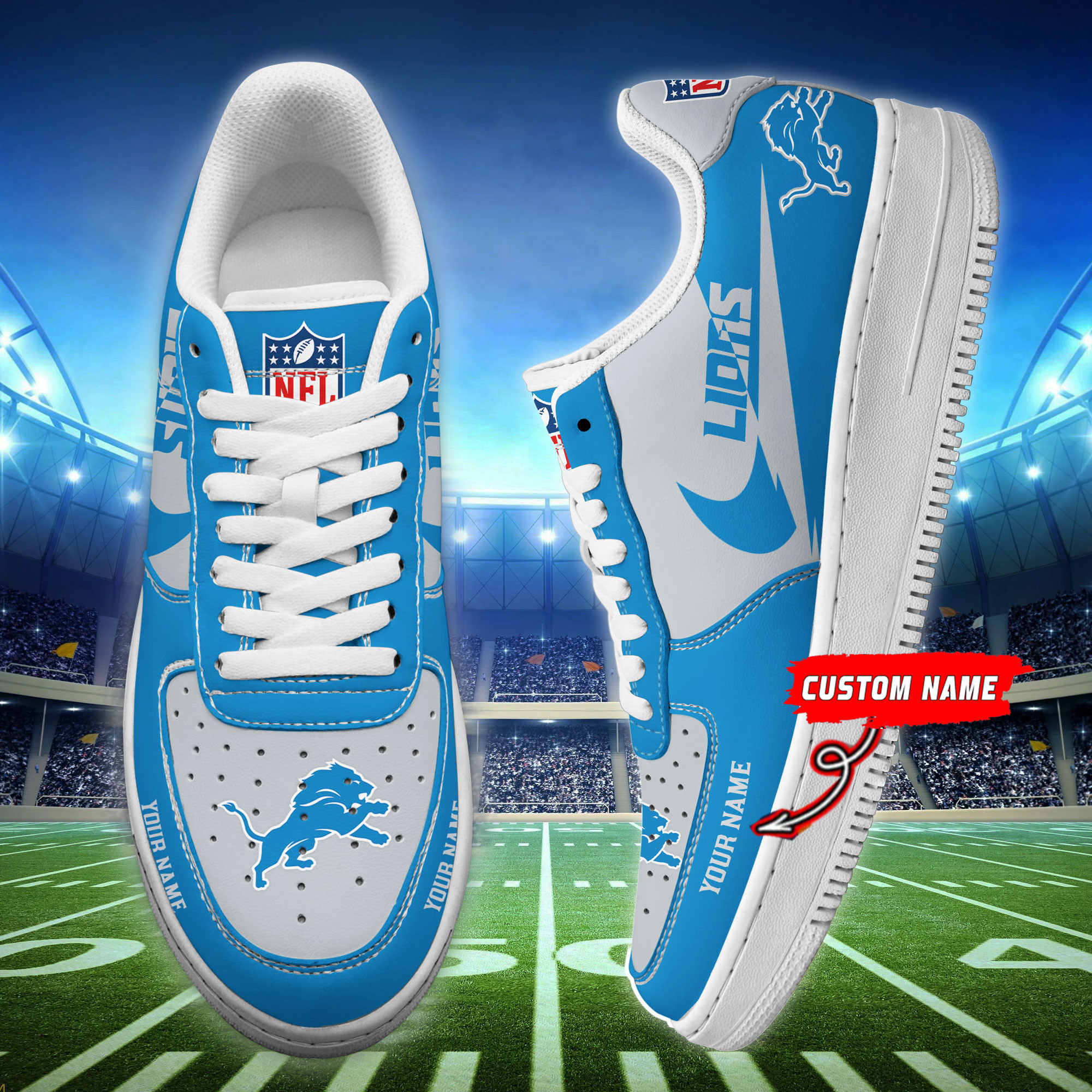 JWFancy Detroit Lions NFL Air Low-Top Sneakers Shoes For Men And Women